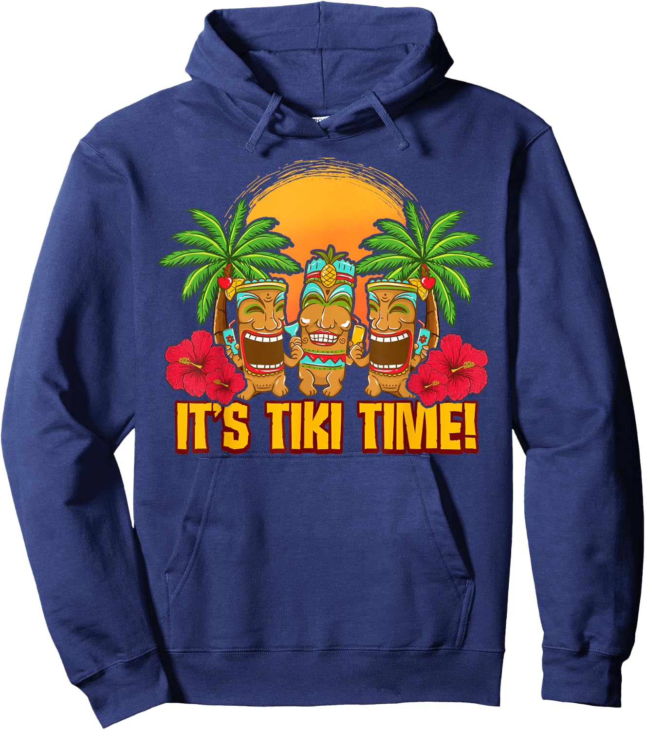 Tiki Polynesian Hawaiian Beach Vacation Funny Women Hoodie - Hoodie | Navy