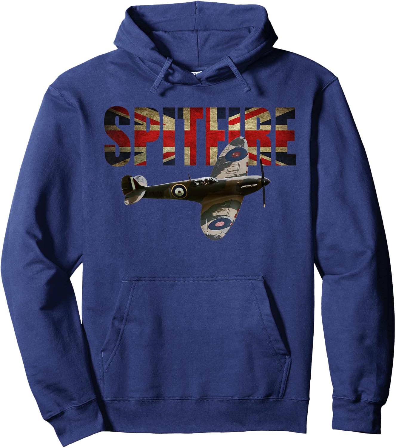 Spitfire Raf Supermarine Ww2 Fighter Plane Union Jack Hoodie - Hoodie | Navy