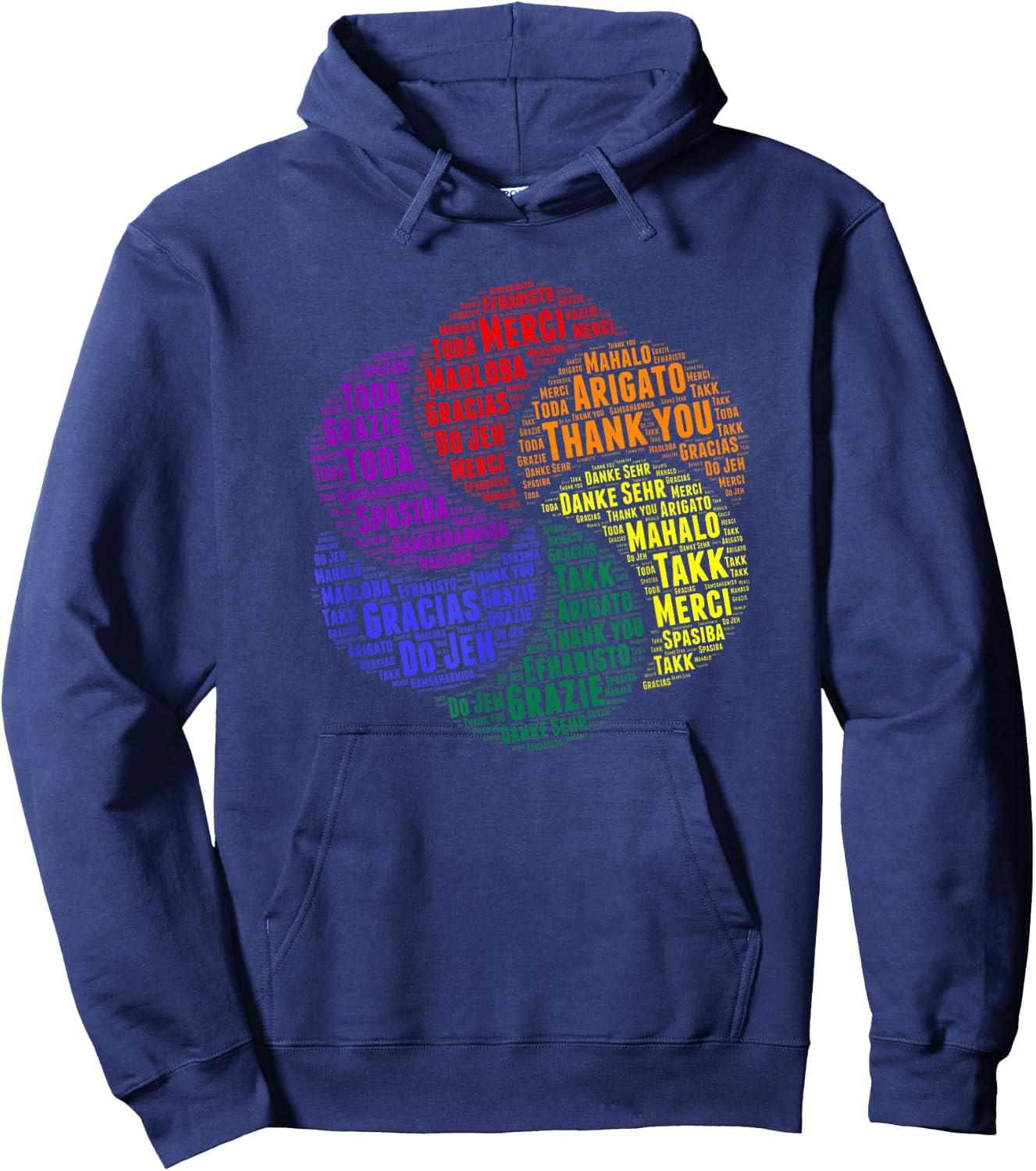 Thank You In 14 Different Languages, Cool Thanksgiving Hoodie - Hoodie | Navy
