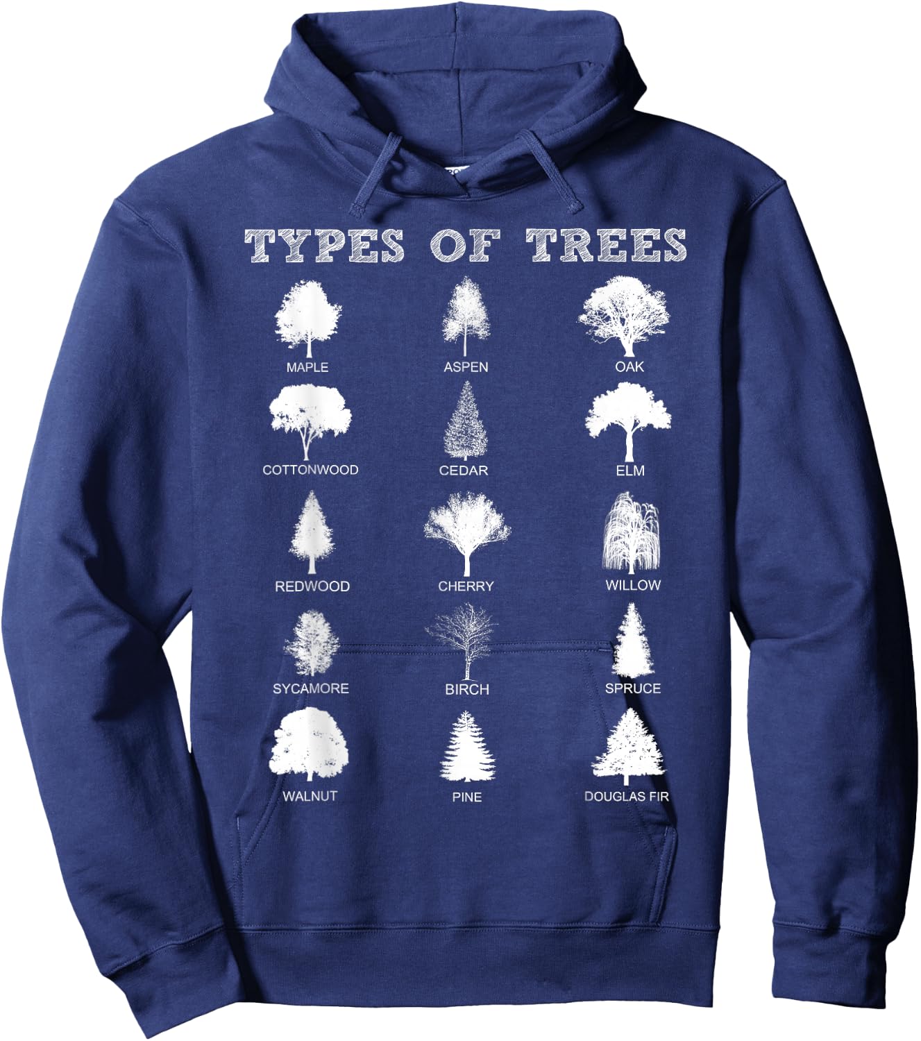 Environment Types of Trees Earth Day Nature Outdoor Lover Hoodie - Hoodie | Navy
