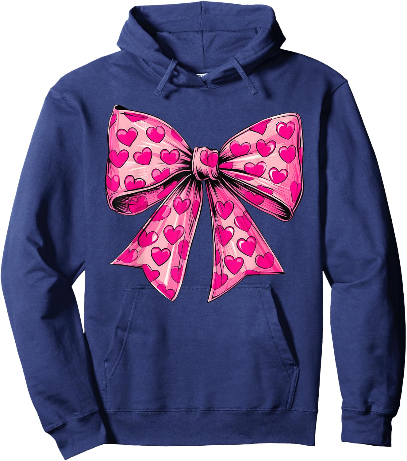 Pink Boquette Bow Valentine Kid Girl Women Hoodie - Hoodie | Navy