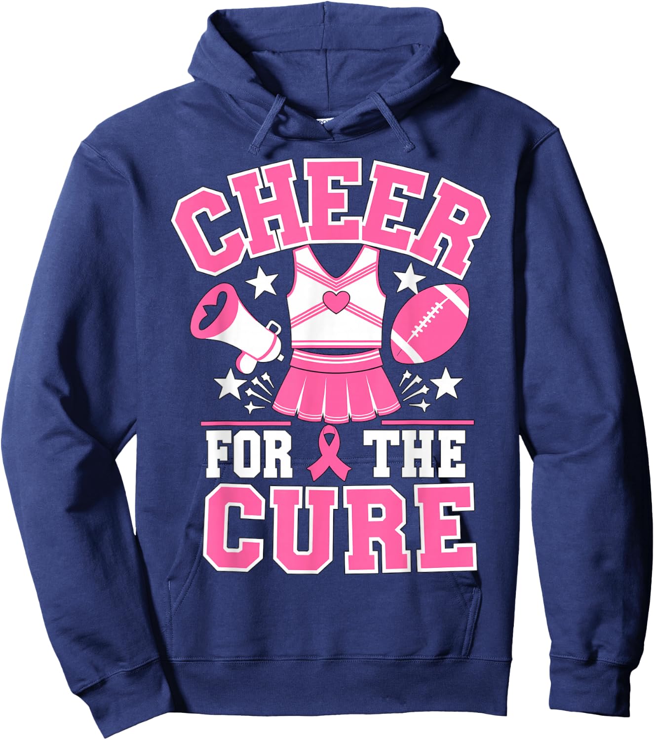 Cheer for the Cure Cheerleader Breast Cancer October Hoodie - Hoodie | Navy