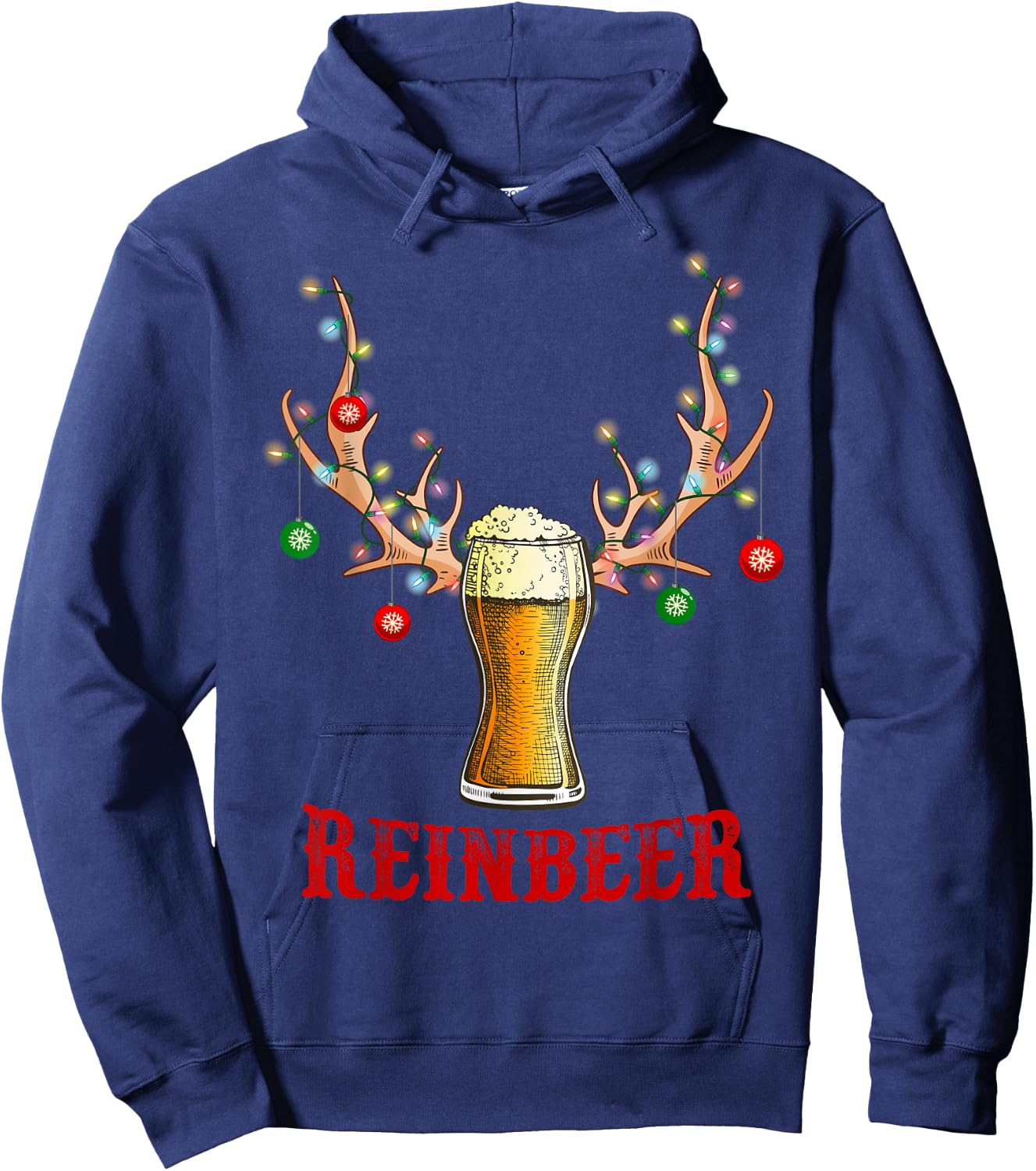 Man Cave Reinbeer Christmas Gift Beer Lovers Costume Men Hoodie - Hoodie | Navy