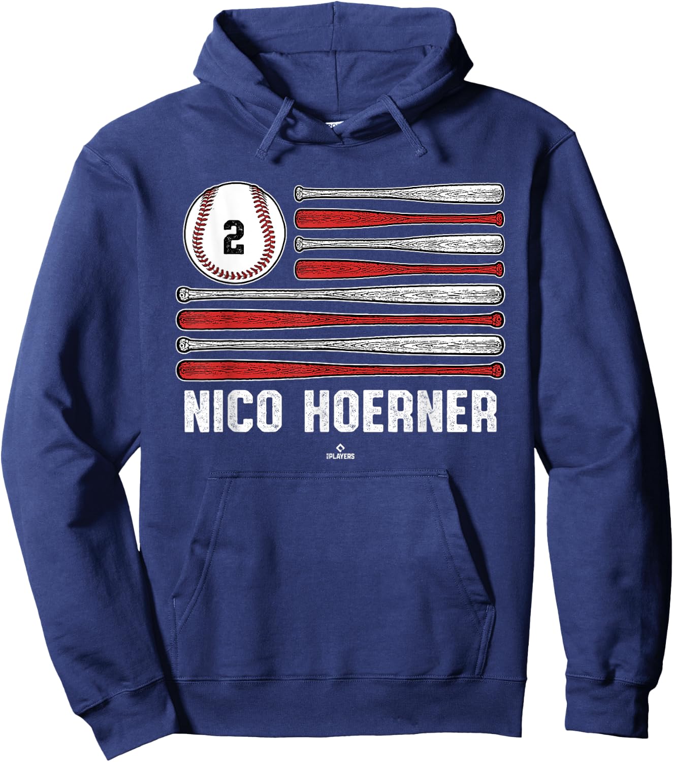 Baseball American Flag Nico Hoerner Chicago Baseball MLBPA Hoodie - Hoodie | Navy