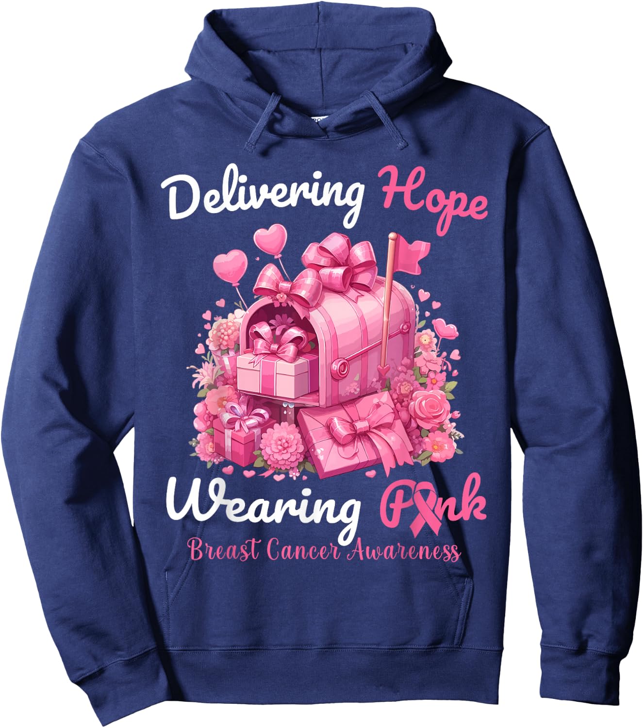 Postal Worker Breast Cancer Awareness October We Wear Pink Hoodie - Hoodie | Navy
