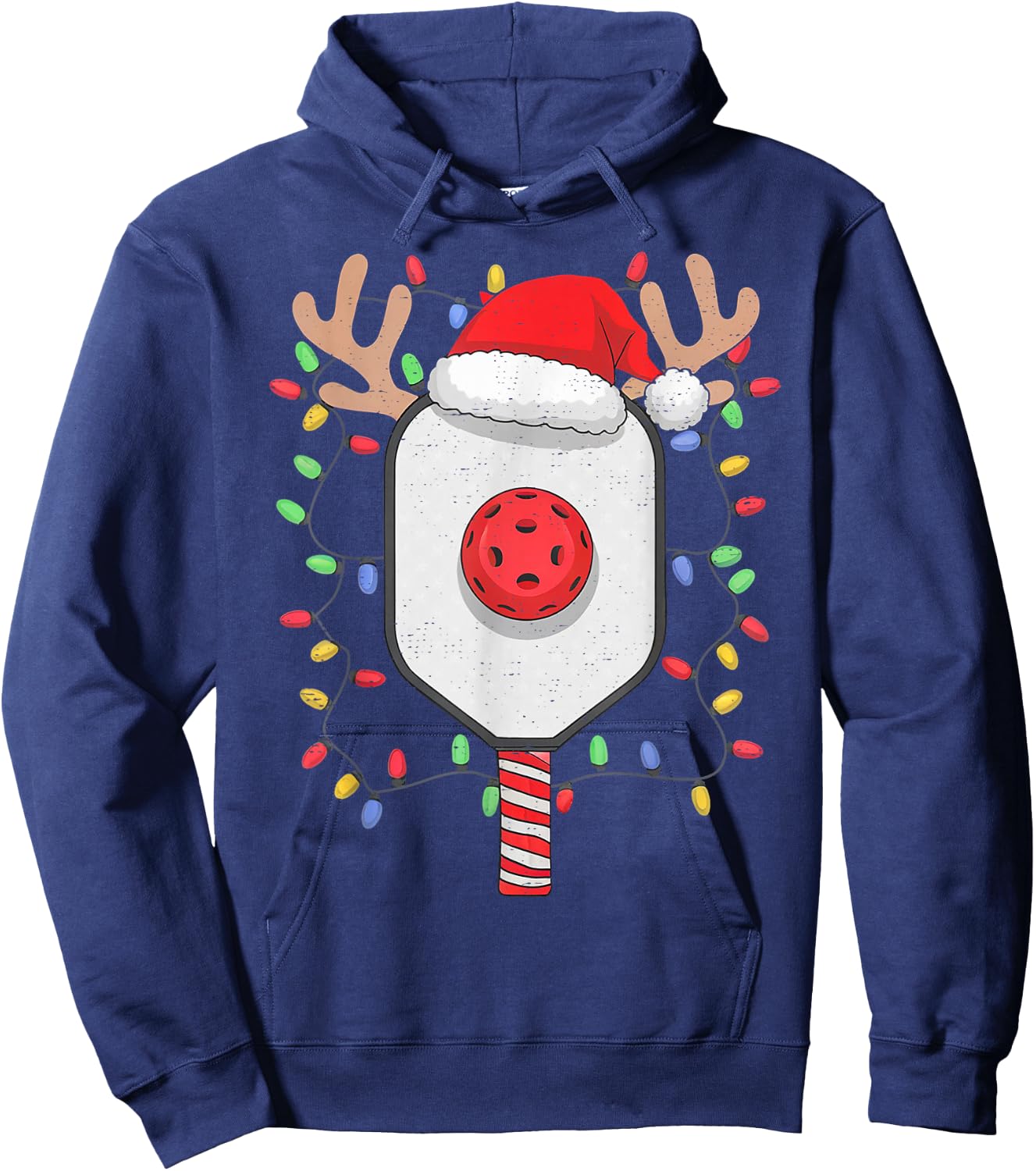 Pickleball Player Christmas Holiday Reindeer Xmas Men Women Hoodie - Hoodie | Navy