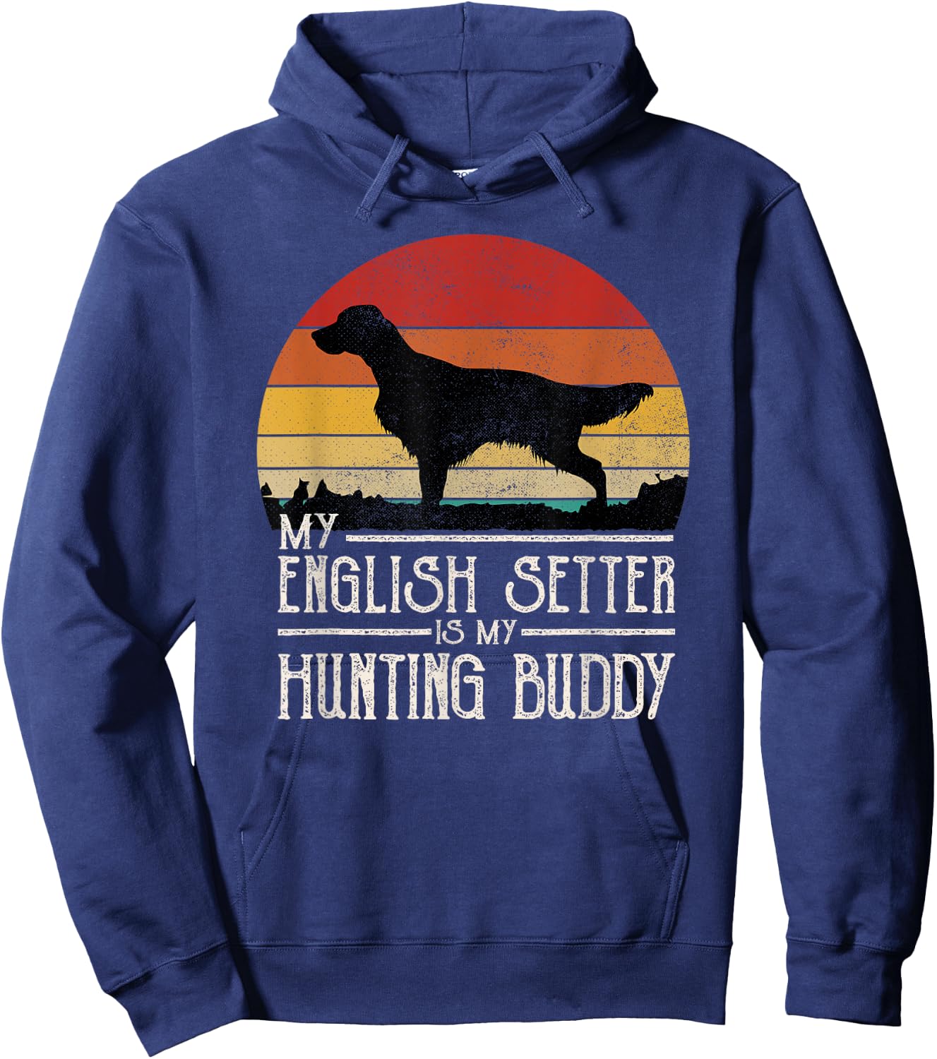 Vintage Sunset Hunting Dog English Setter Women Kids Hoodie - Hoodie | Navy