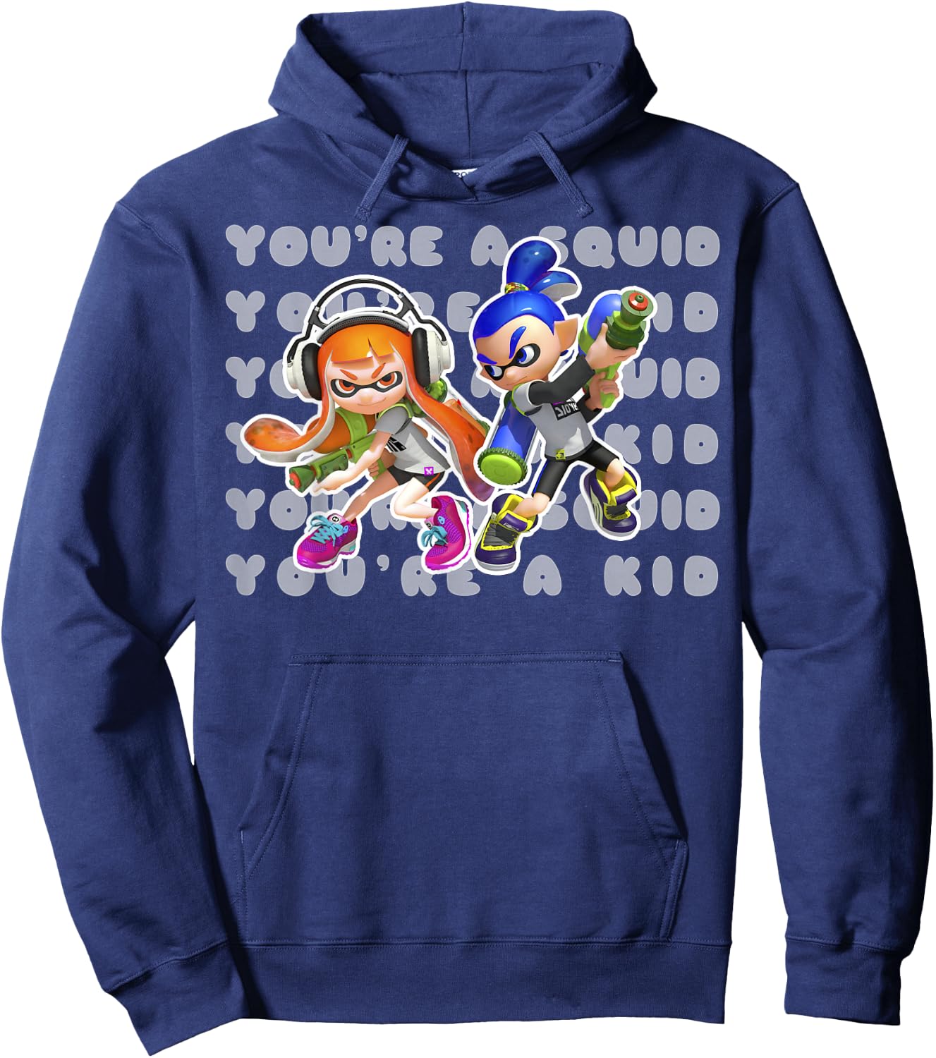 Nintendo Splatoon You're A Squid Or A Kid Graphic Hoodie - Hoodie | Navy