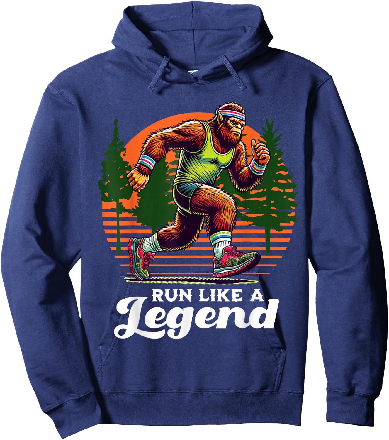 Run Like a Legend Sasquatch Runner Funny Bigfoot Running Hoodie - Hoodie | Navy
