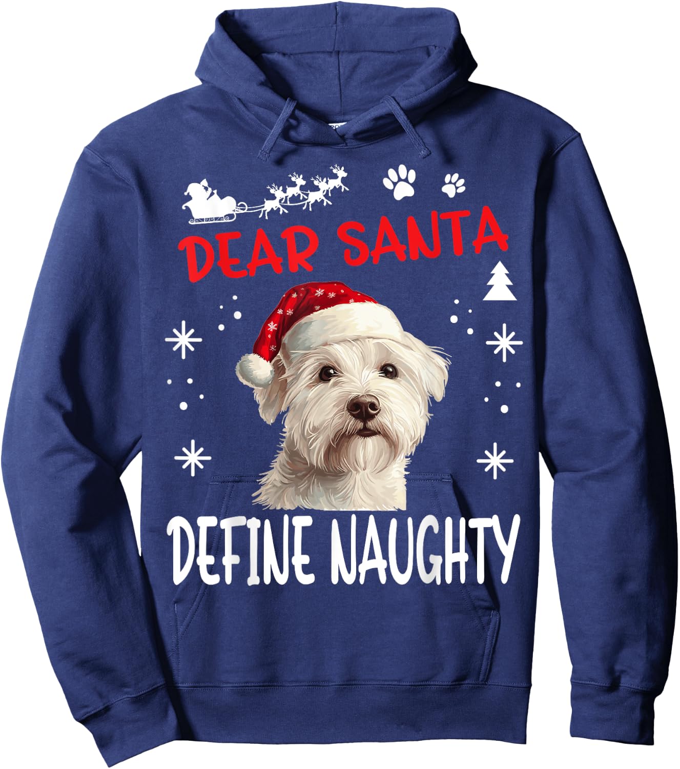 Cute West Highland White Terrier Dog Christmas Dear Santa Women Kids Hoodie - Hoodie | Navy