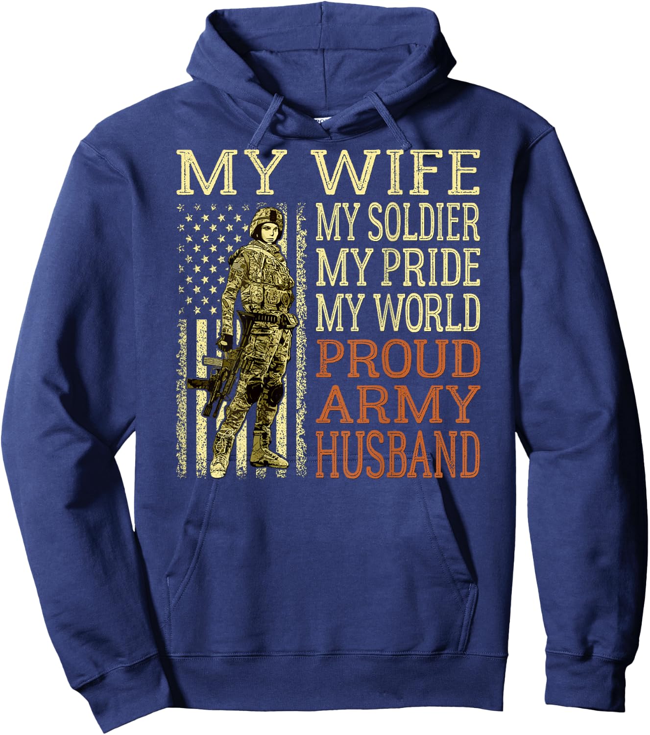 My Wife My Soldier Hero - Proud Army Husband Military Spouse Hoodie - Hoodie | Navy