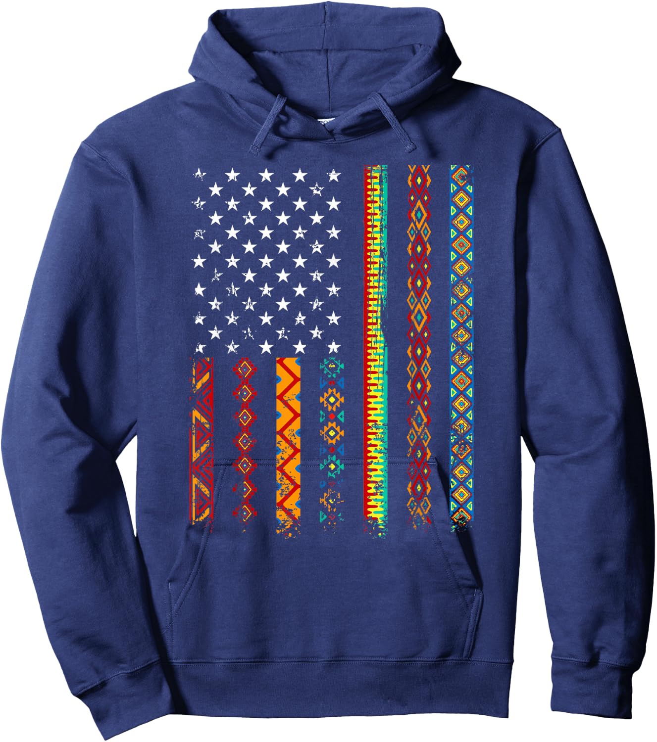 African Kente Cloth Shirts American Flag Hoodie - Hoodie | Navy