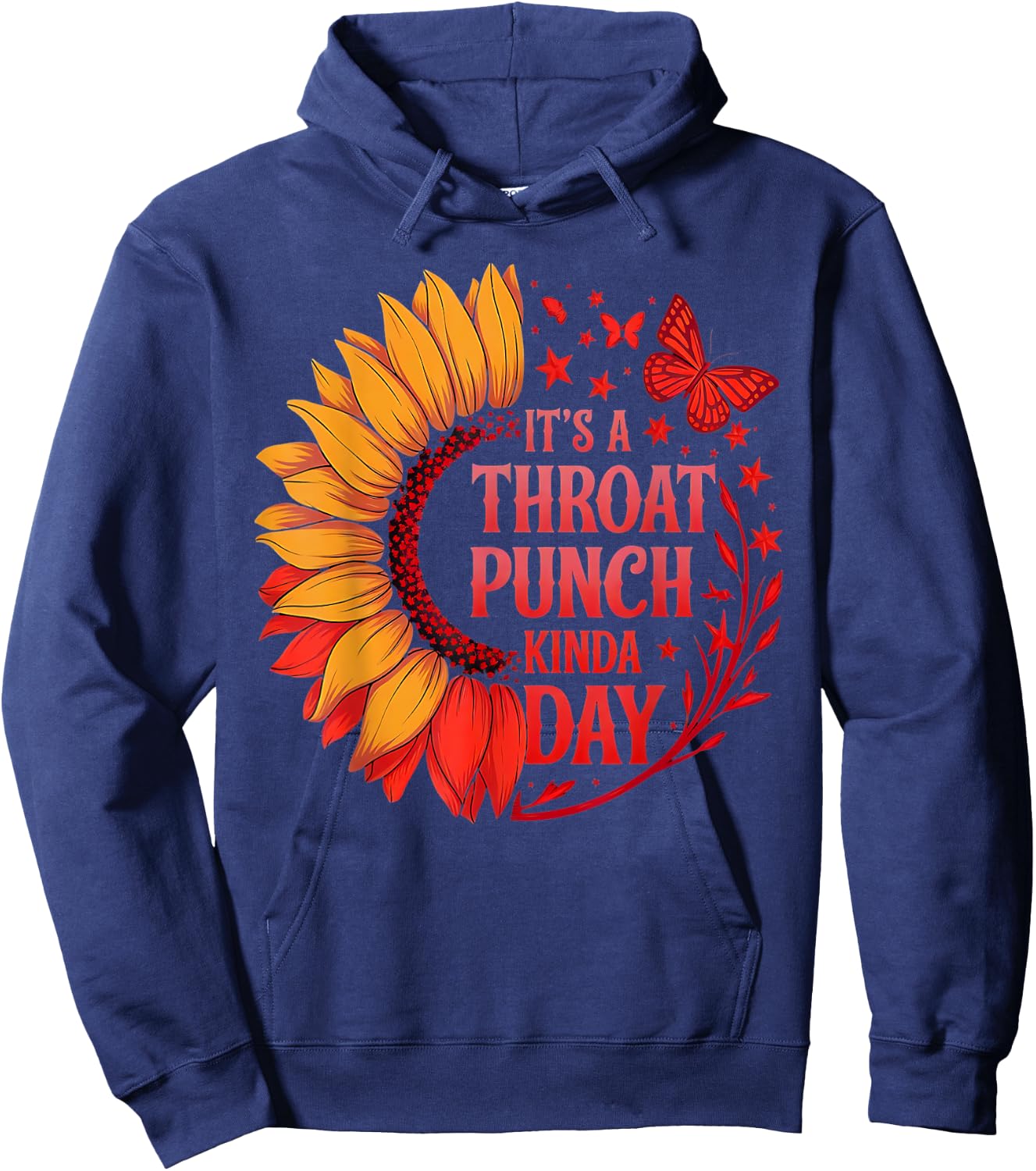 It's A Throat Punch Kind Of Day Sarcastic Skeleton Women's Hoodie - Hoodie | Navy