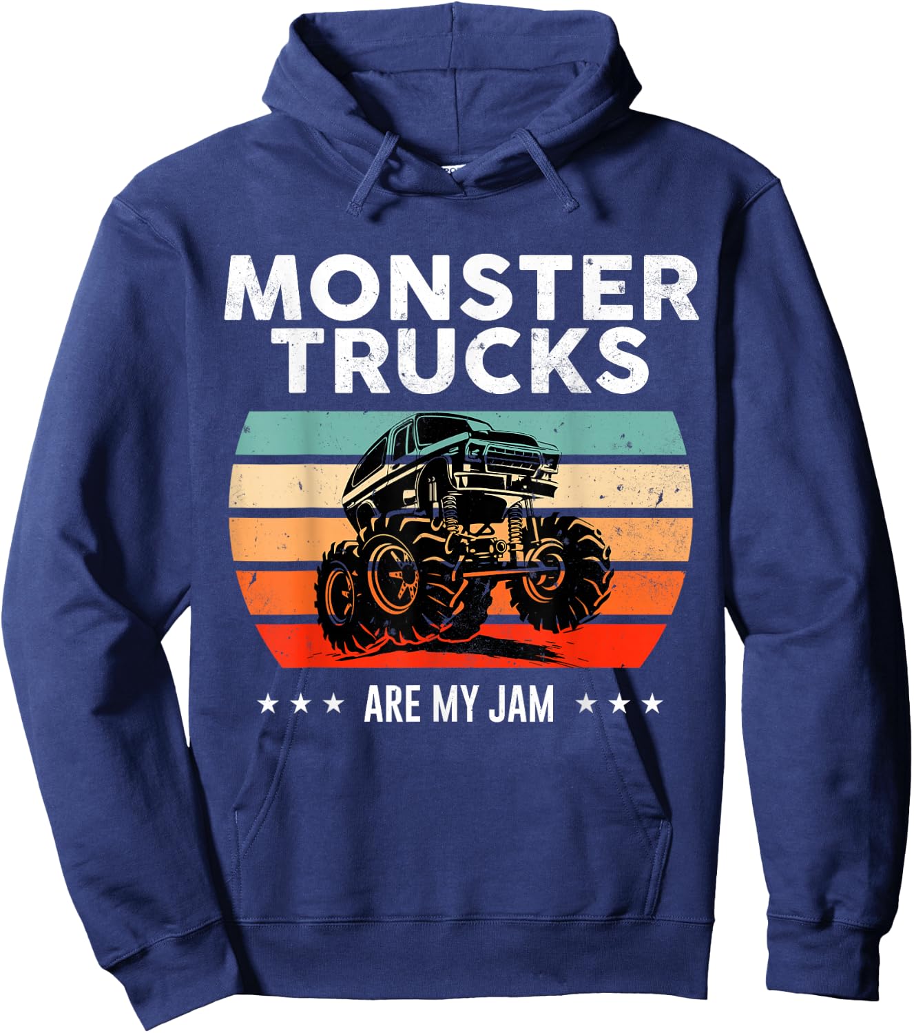Vintage Monster Truck are My Jam Retro Sunset Cool Engines Hoodie - Hoodie | Navy