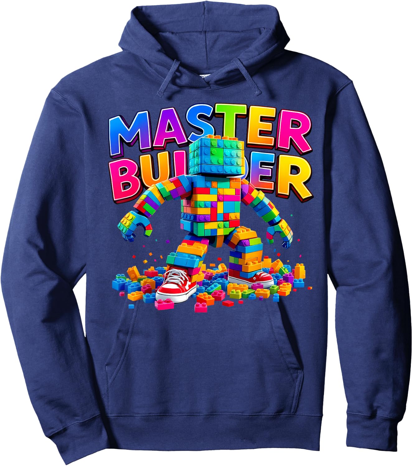 Master Builder Colourful Bricks Blocks Funny Kids Boys Girls Hoodie - Hoodie | Navy