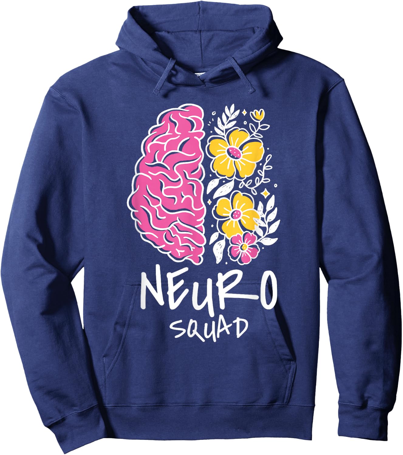 Neuro Squad Brain Flowers Art Hoodie - Hoodie | Navy