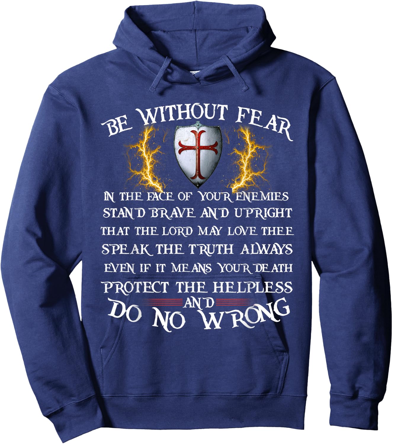 Crusader Knight | Knights Templar Code | Holy Cross Hoodie - Hoodie | Navy