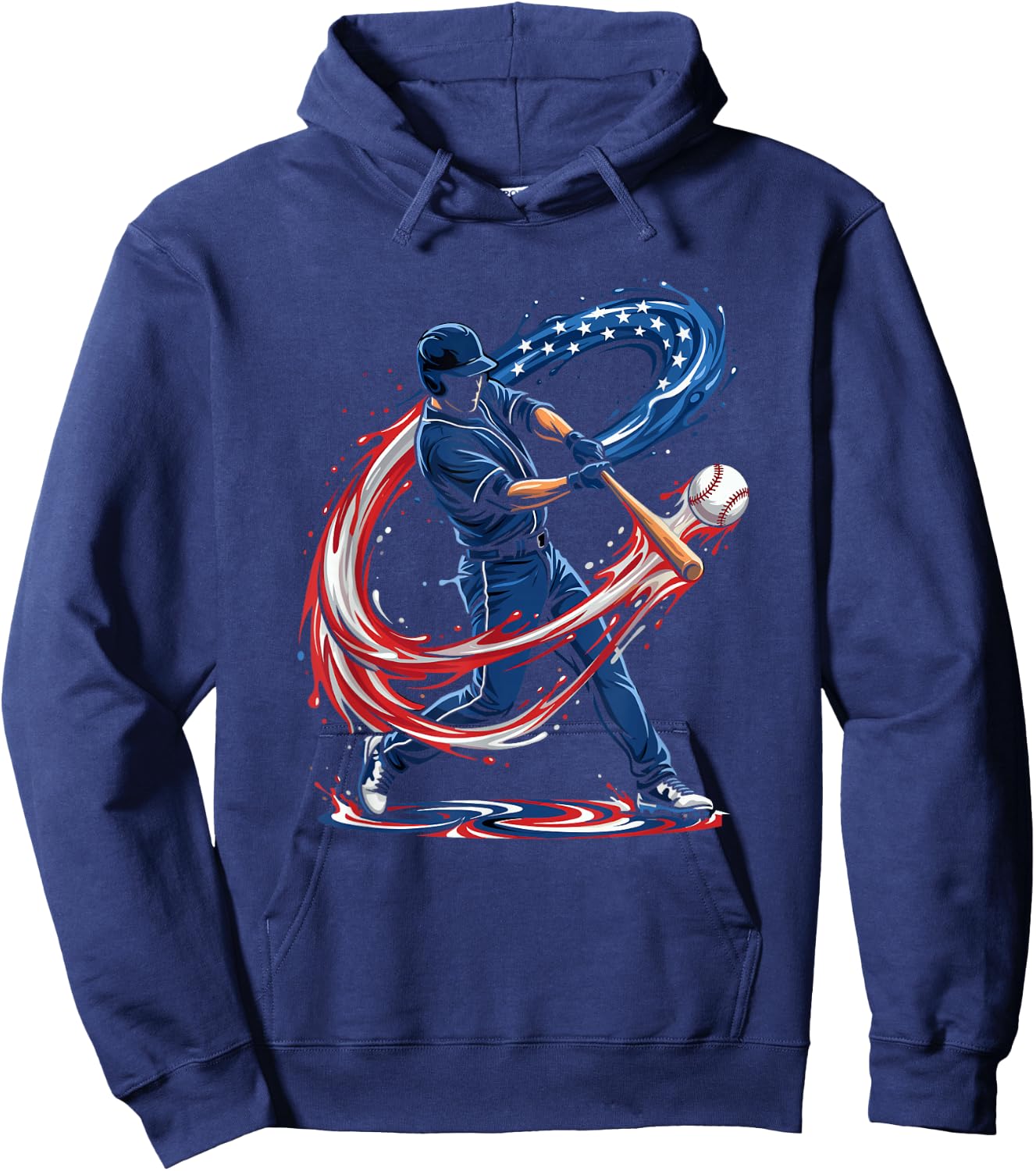 Baseball Drip 4th of July Patriotic US Flag Baseball Hoodie - Hoodie | Navy