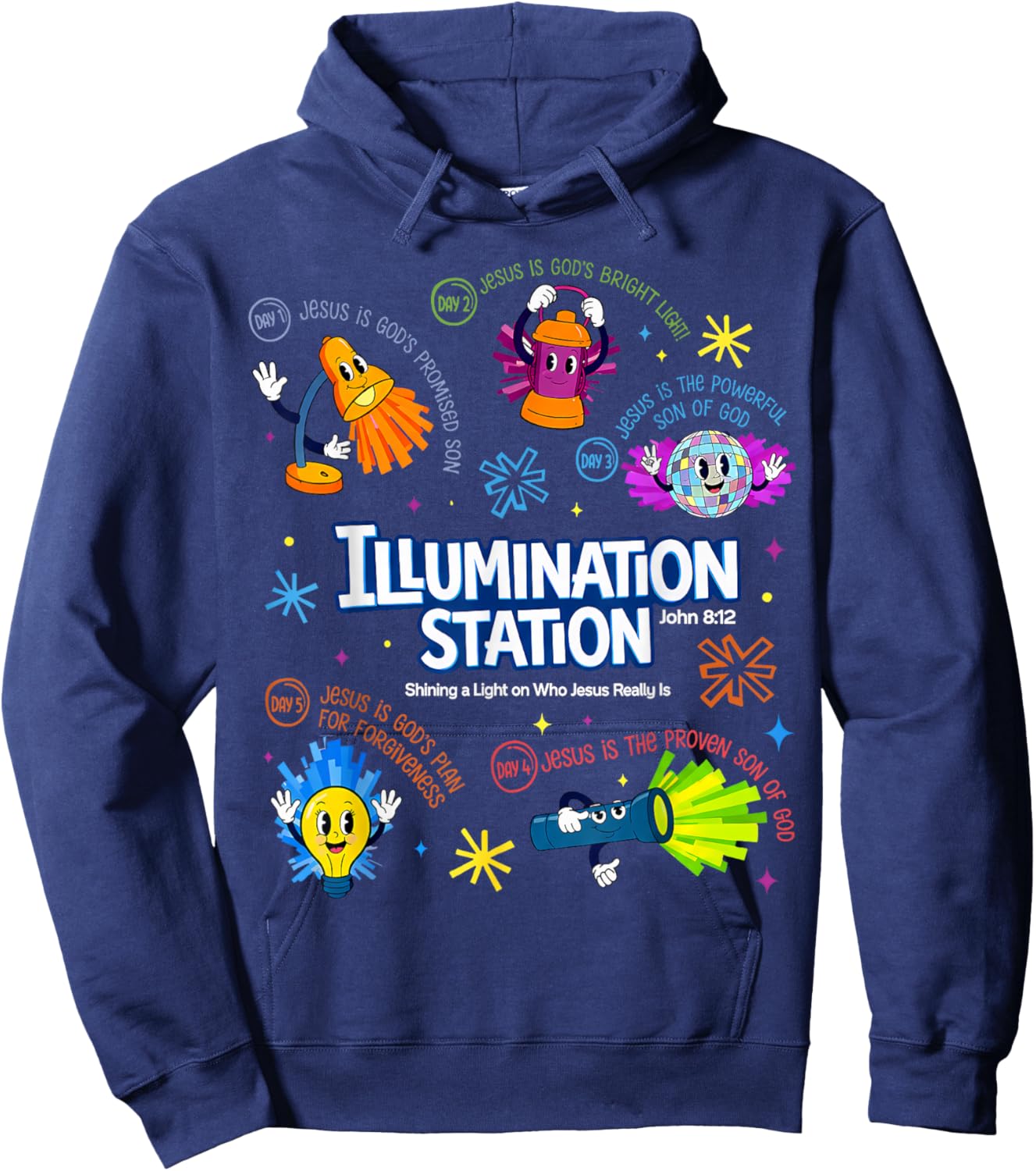 Illumination Station VBS 2026 Bible Jesus Christian Lights Hoodie - Hoodie | Navy