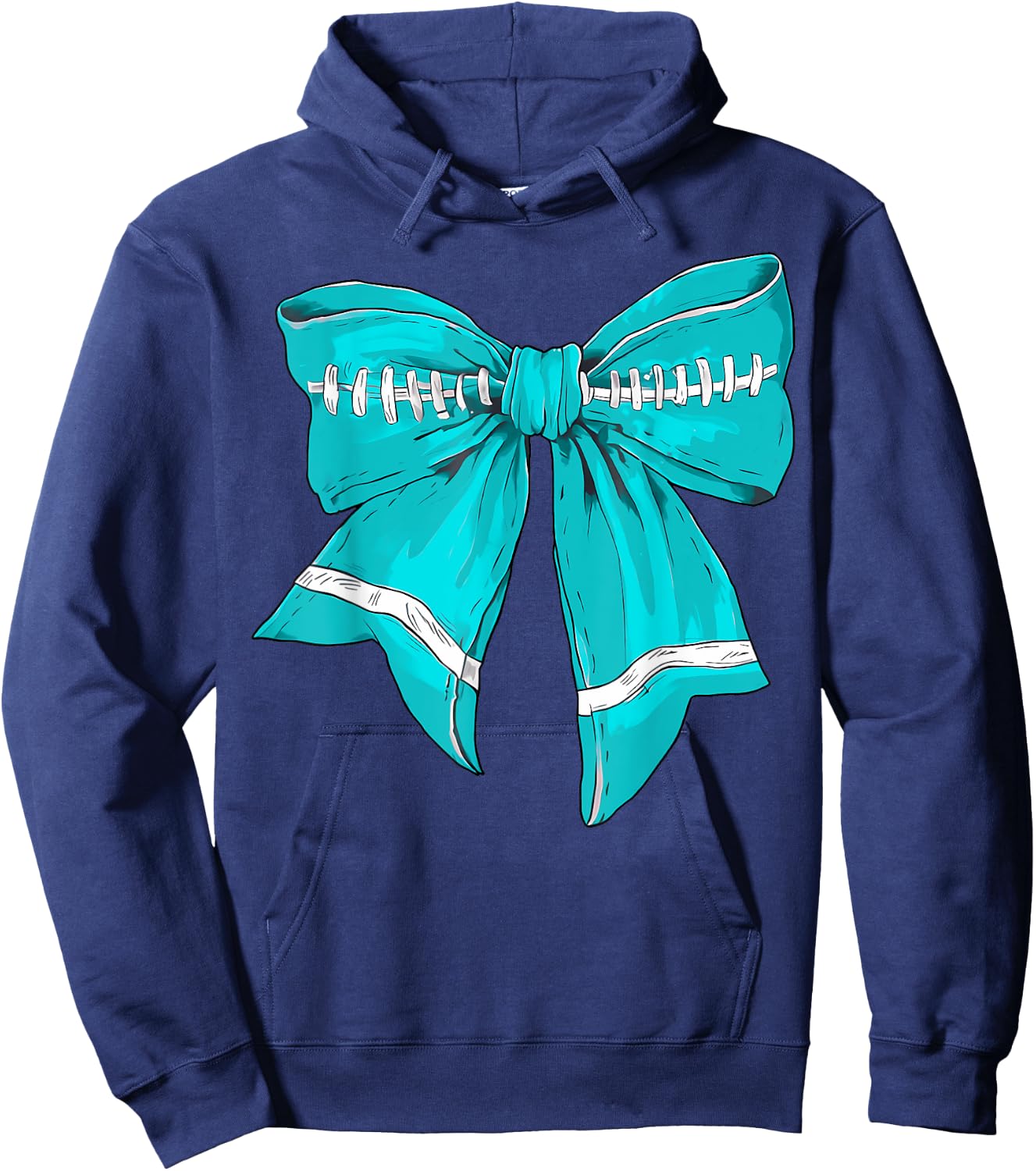 Football Game Day Teal Ribbon Cervical Cancer Awareness Hoodie - Hoodie | Navy