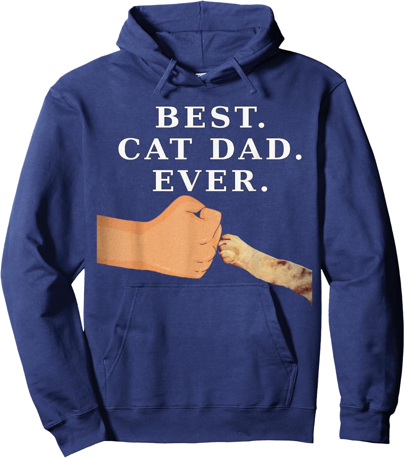 Best Cat Dad Father & Kitty Paw Fist Bump Women Girls Kids Hoodie - Hoodie | Navy