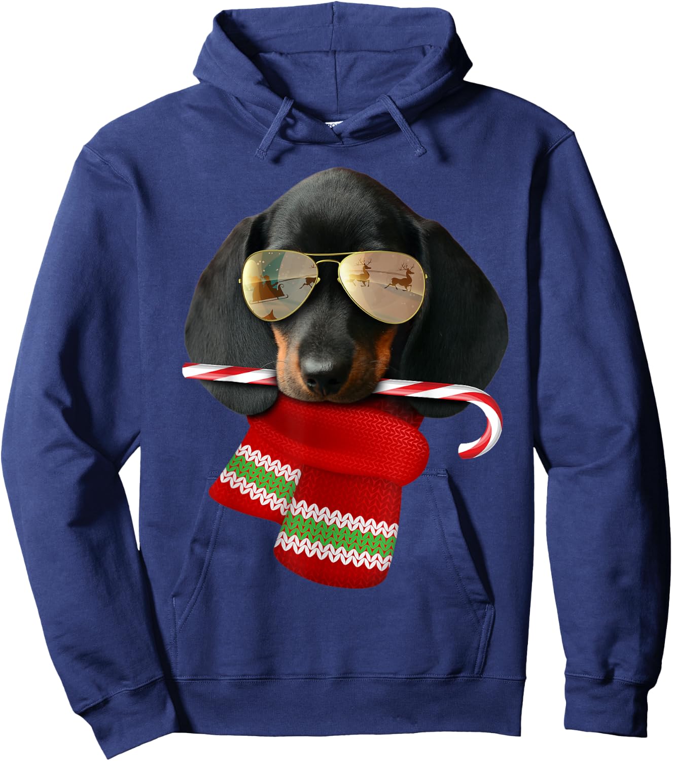 Dachshund shirt Cute Christmas Gift Dog Lovers Sunglasses Women Kids Hoodie - Hoodie | Navy