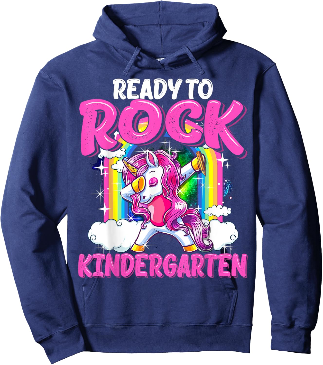 Ready To Rock Kindergarten Dabbing Unicorn Back To School Hoodie - Hoodie | Navy