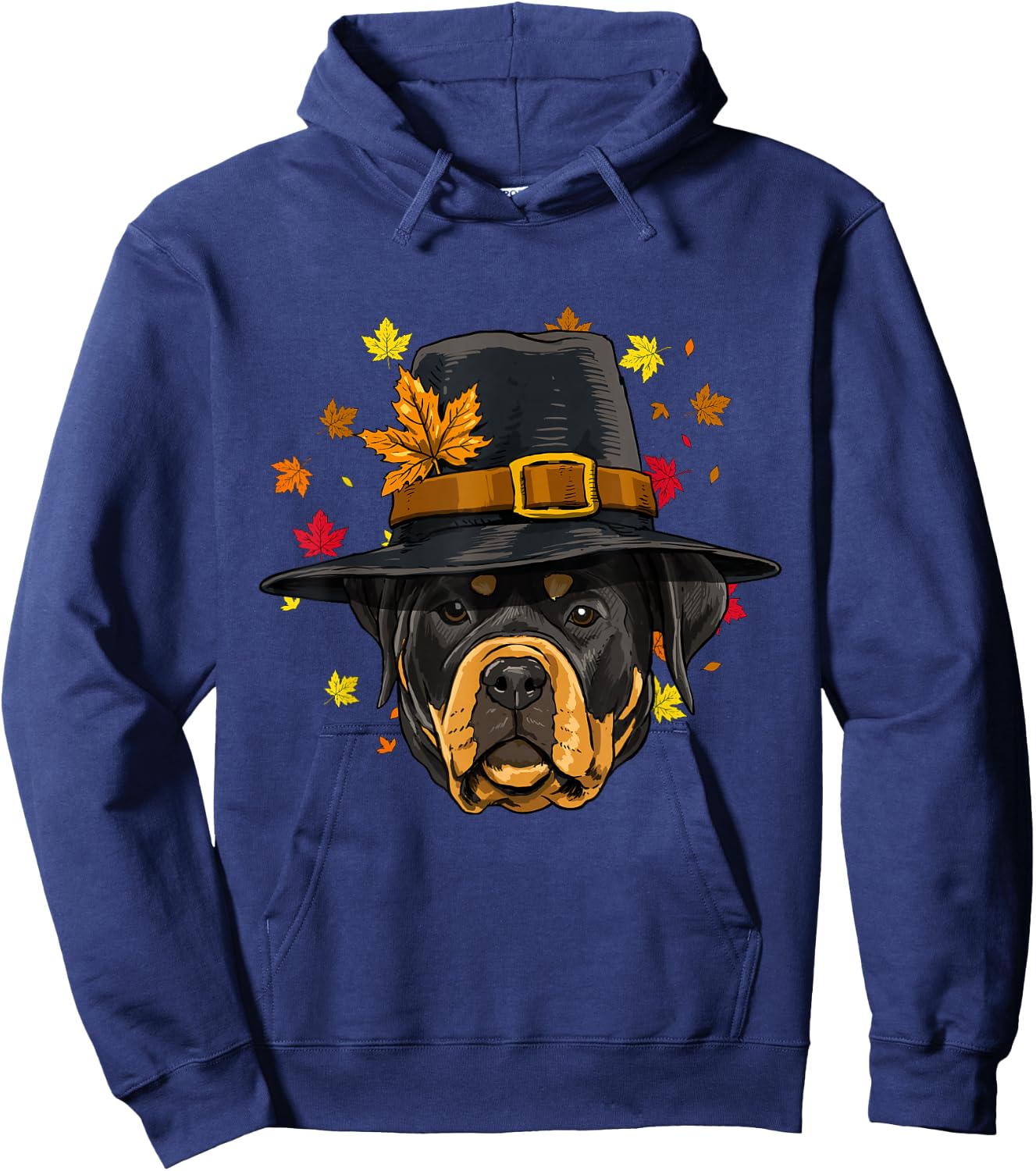 Thanksgiving Rottweiler Pilgrim Costume Men Women Hoodie - Hoodie | Navy