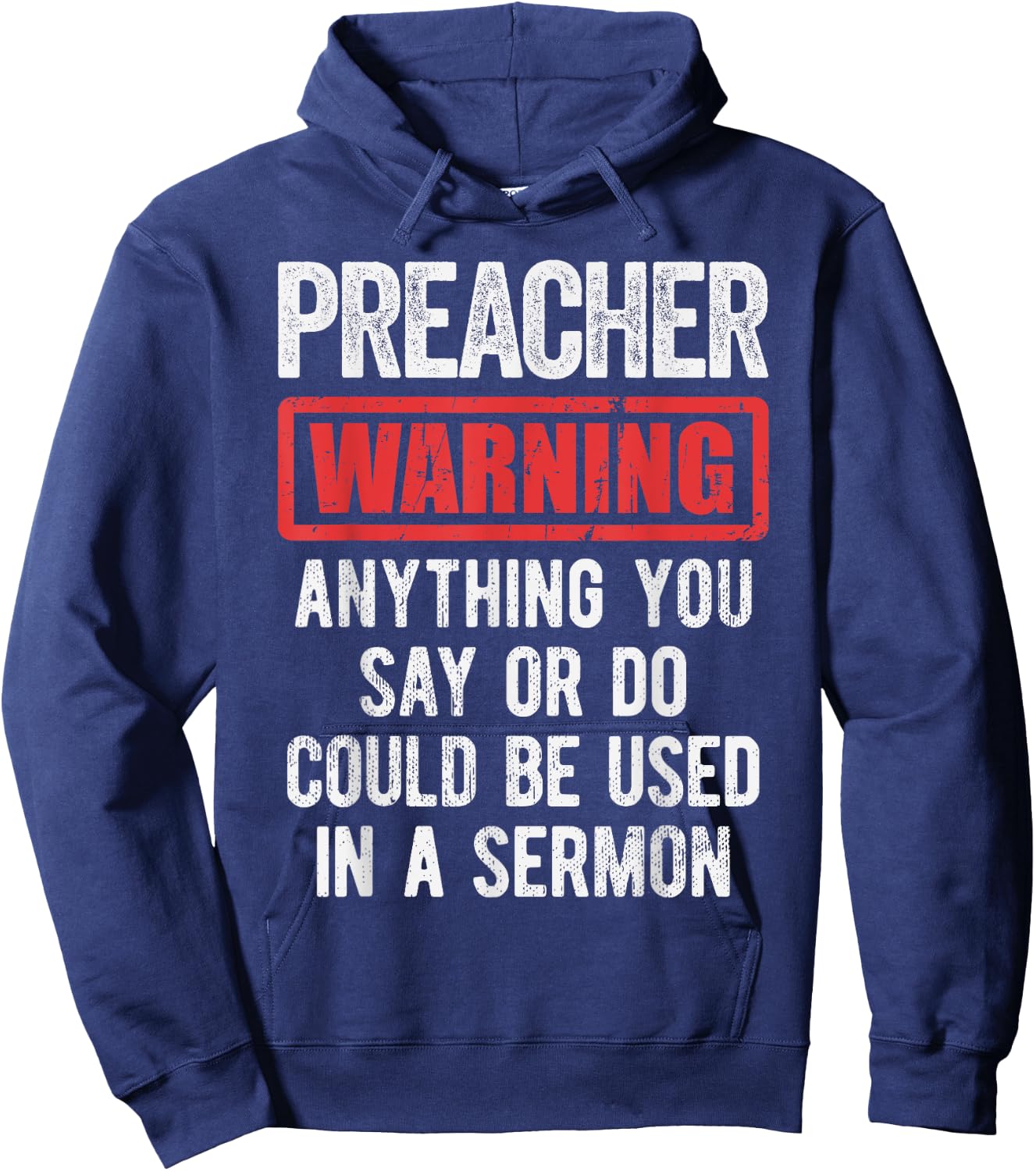 Pastor Because Devil - Funny Preacher Apparel - Preacher Warning - Men's Adult Classic Fit Black Short Sleeve - Size Small Hoodie - Hoodie | Navy
