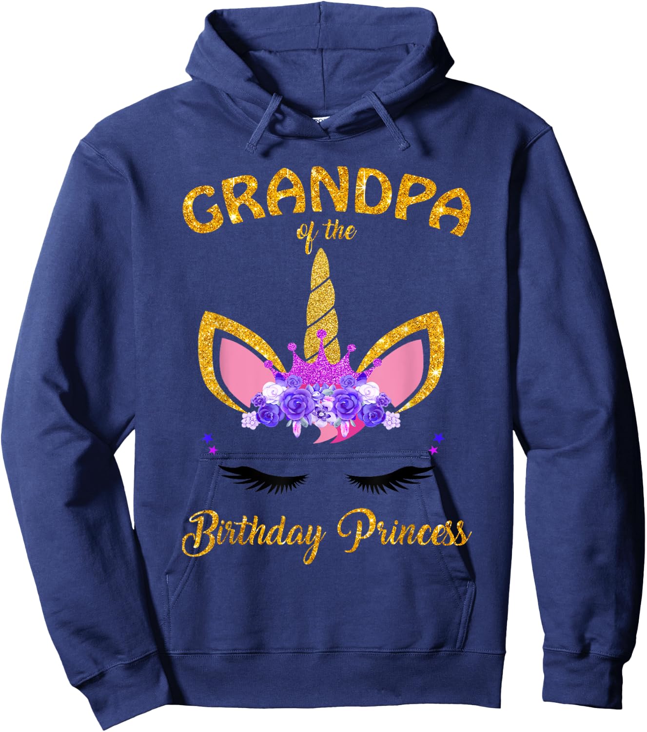 Grandpa Of The Unicorn Girl Birthday Princess Grandfather Hoodie - Hoodie | Navy