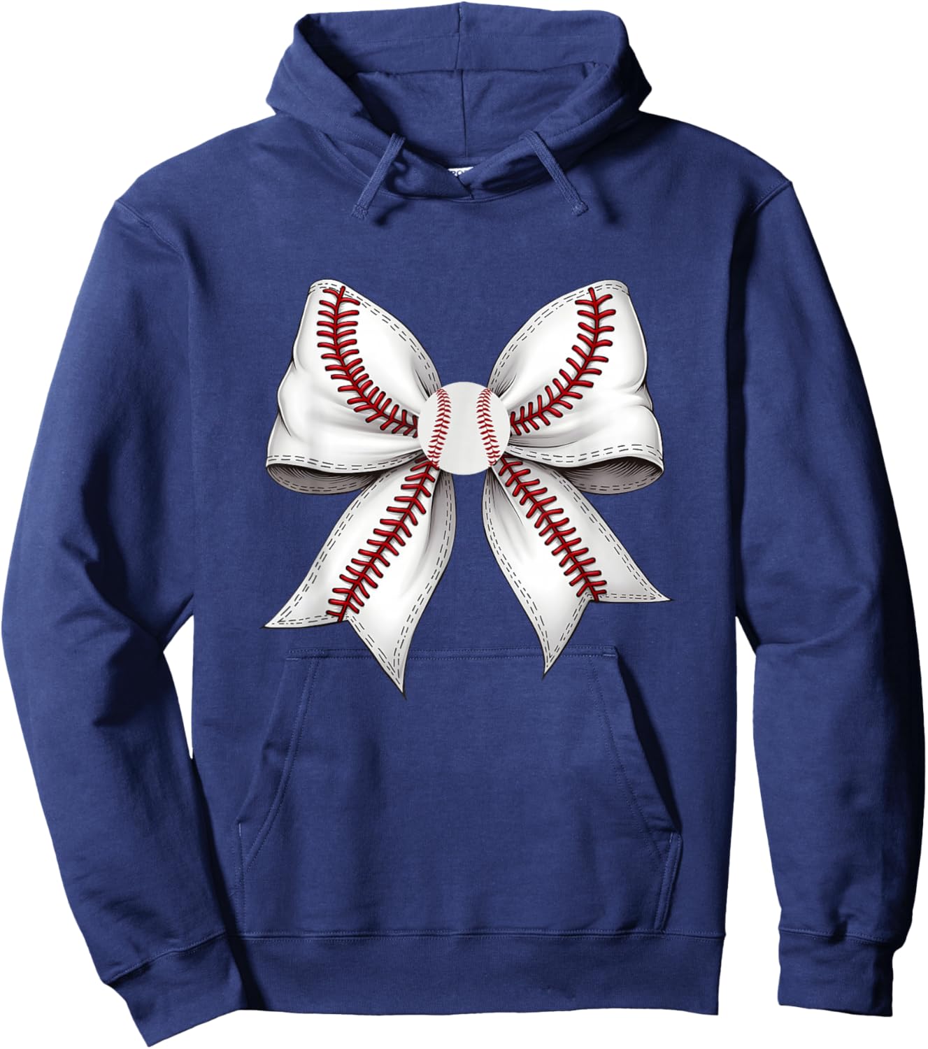Unique Baseball Stitch Pattern Bow Design Hoodie - Hoodie | Navy