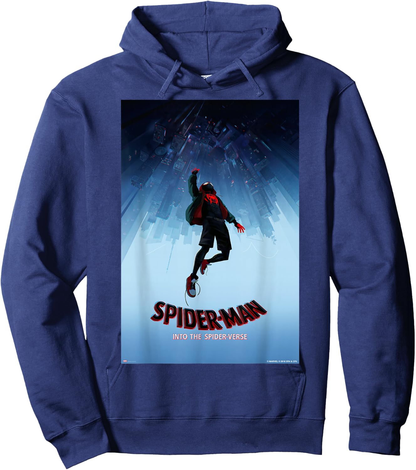 Marvel Spider-Man Spiderverse Upside Down Poster Small Hoodie - Hoodie | Navy