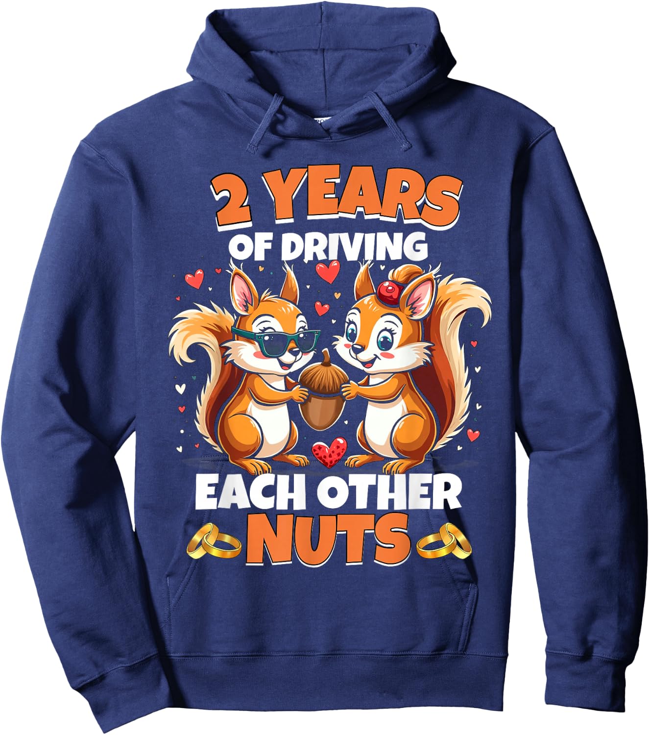 2nd Wedding Anniversary 2 Years Of Driving Each Other Nuts Hoodie - Hoodie | Navy