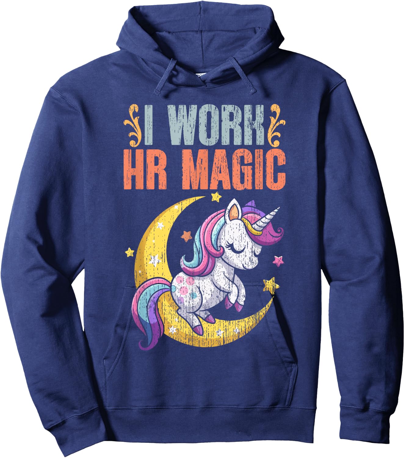 I Work HR Magic Retro Human Resource Management For HR Squad Hoodie - Hoodie | Navy