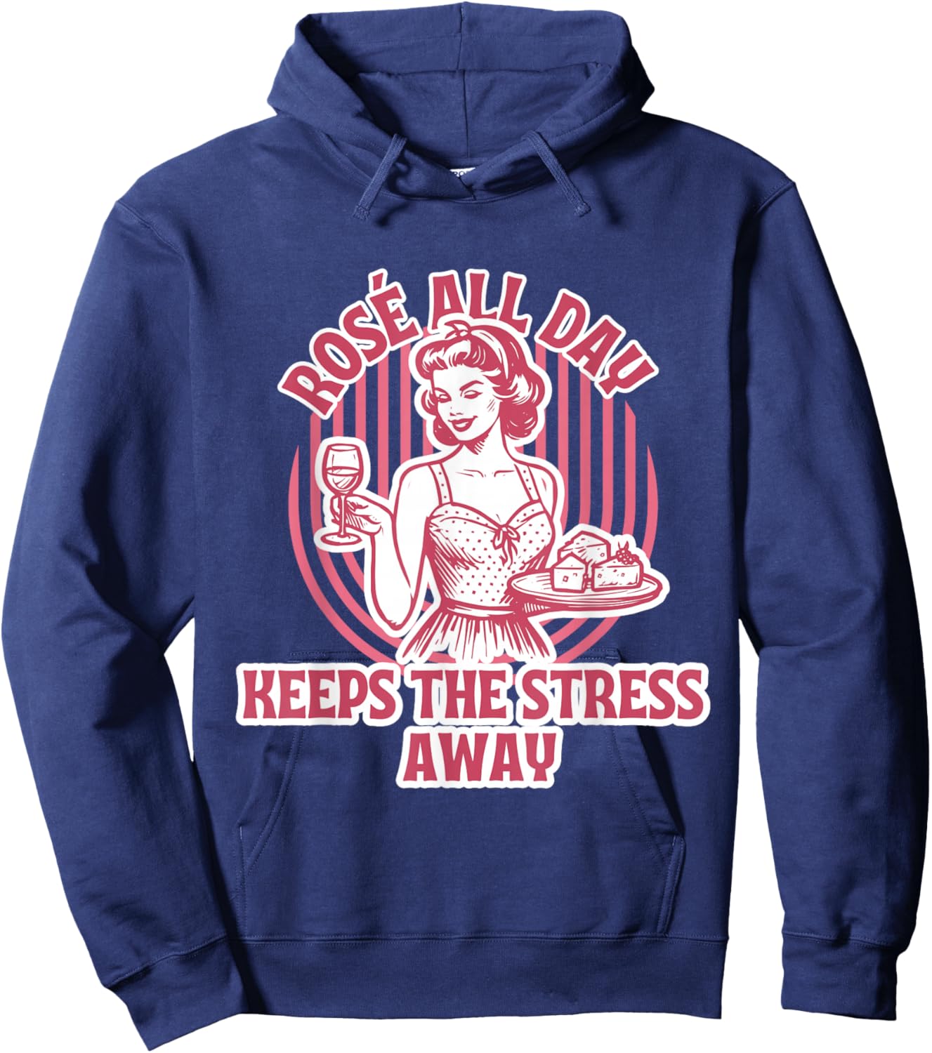 Rose All Day Keeps The Stress Away Hoodie - Hoodie | Navy