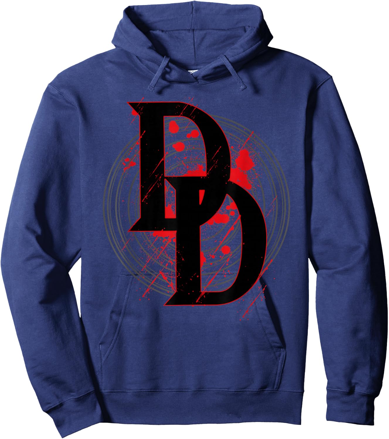 Marvel Daredevil DD Logo Vortex Red Rain Graphic Hoodie - Hoodie | Navy