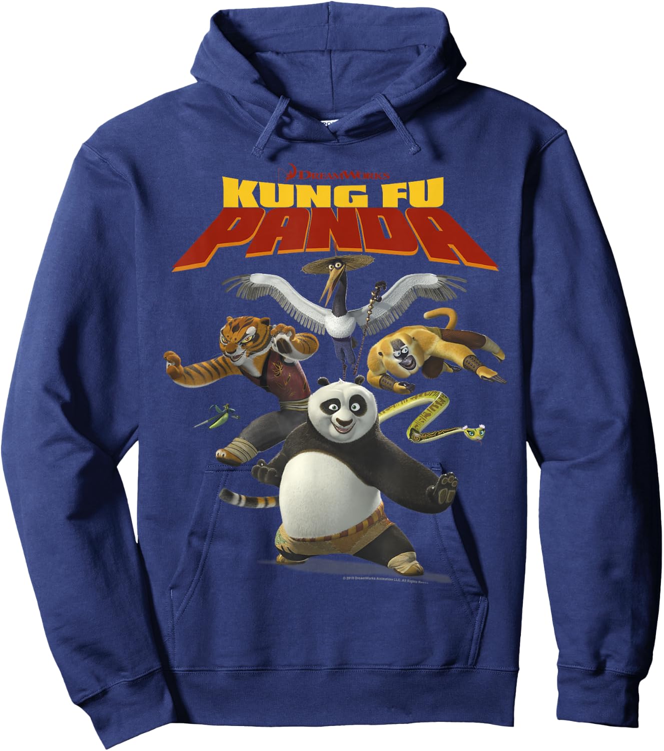 Kung Fu Panda Group Shot Action Portrait Movie Logo Small Hoodie - Hoodie | Navy