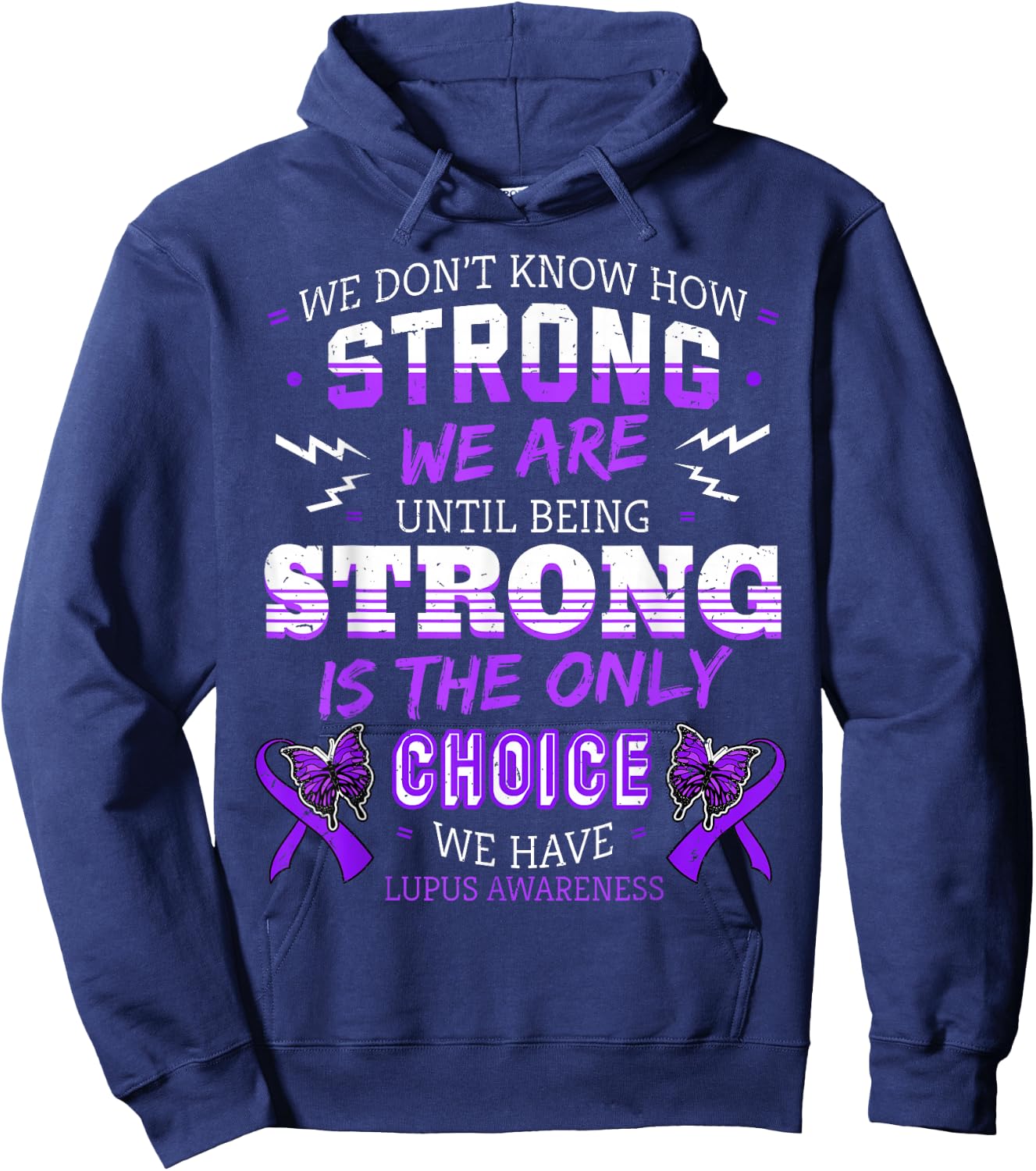 Lupus Awareness Shirt Organ Disease Ribbon Butterfly Gift Hoodie - Hoodie | Navy