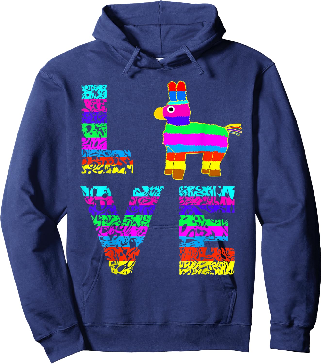 Funny Pinata Rainbow Horse Mexican Fiesta Party Hit Hoodie - Hoodie | Navy