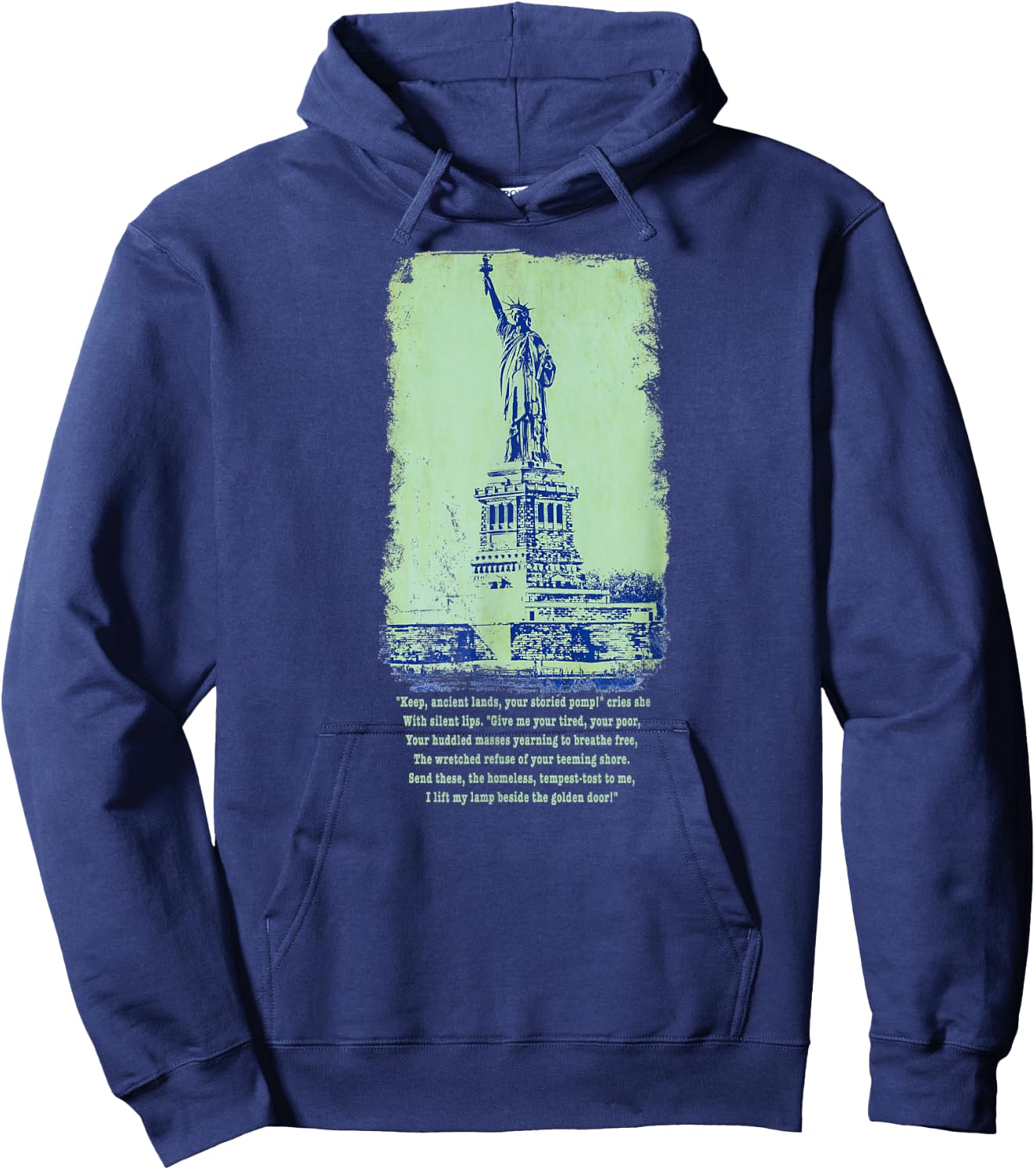 Give Me Your Tired Huddled Masses Statue Liberty NYC Women Hoodie - Hoodie | Navy