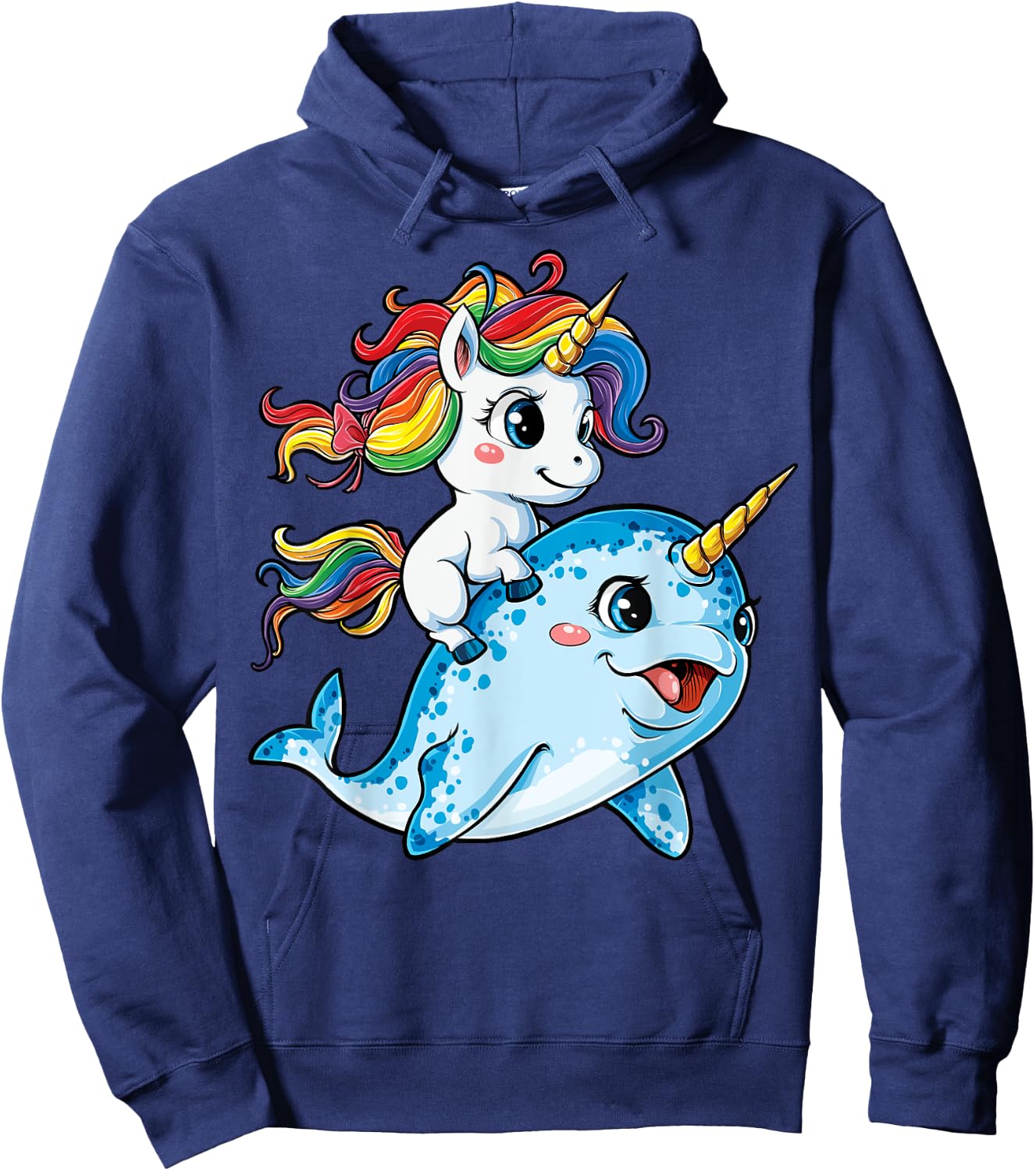 Unicorn Narwhal T shirt Girls Kids Rainbow Unicorns Squad Hoodie - Hoodie | Navy