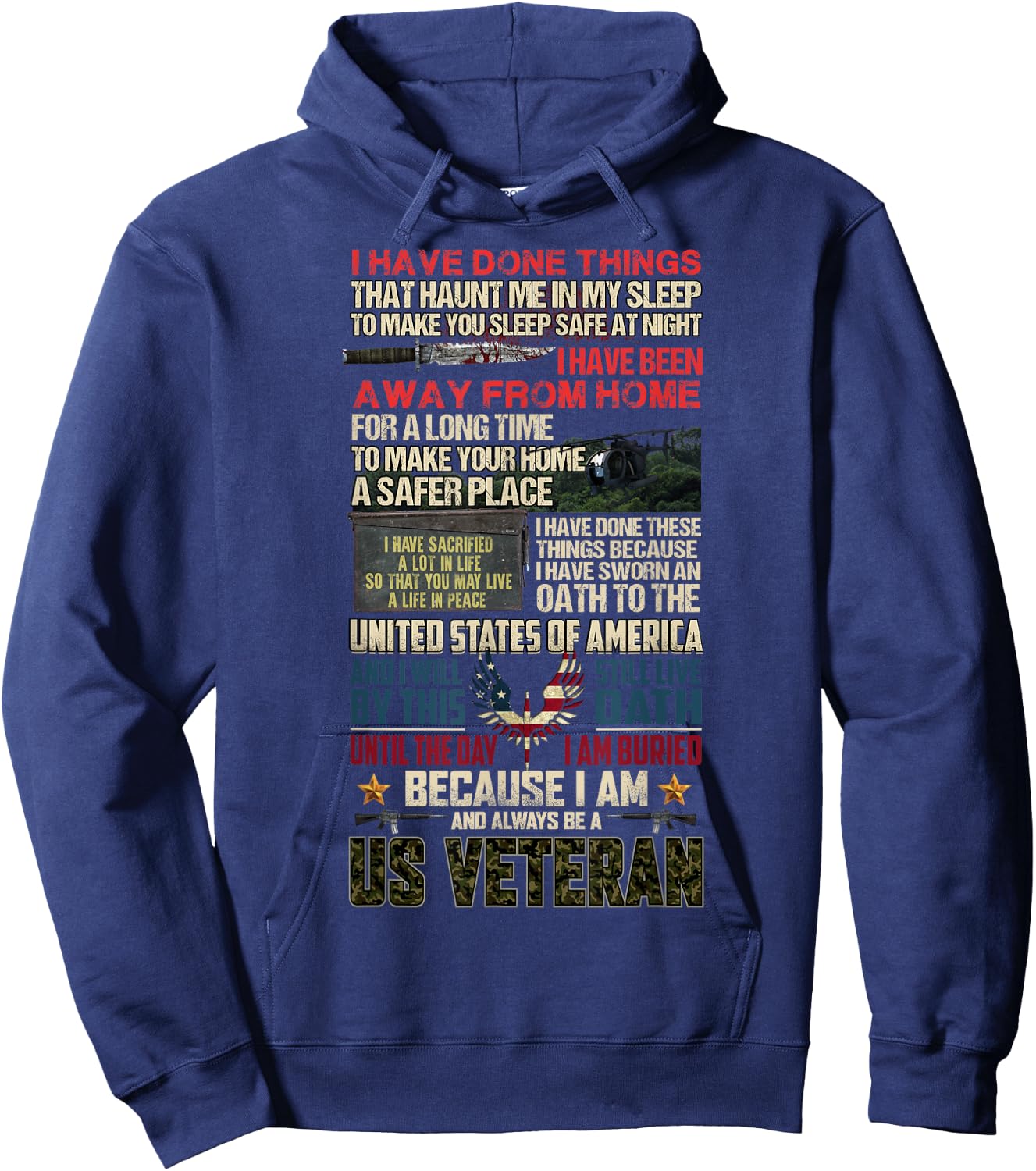 VETERAN t shirt I have done things Hoodie - Hoodie | Navy