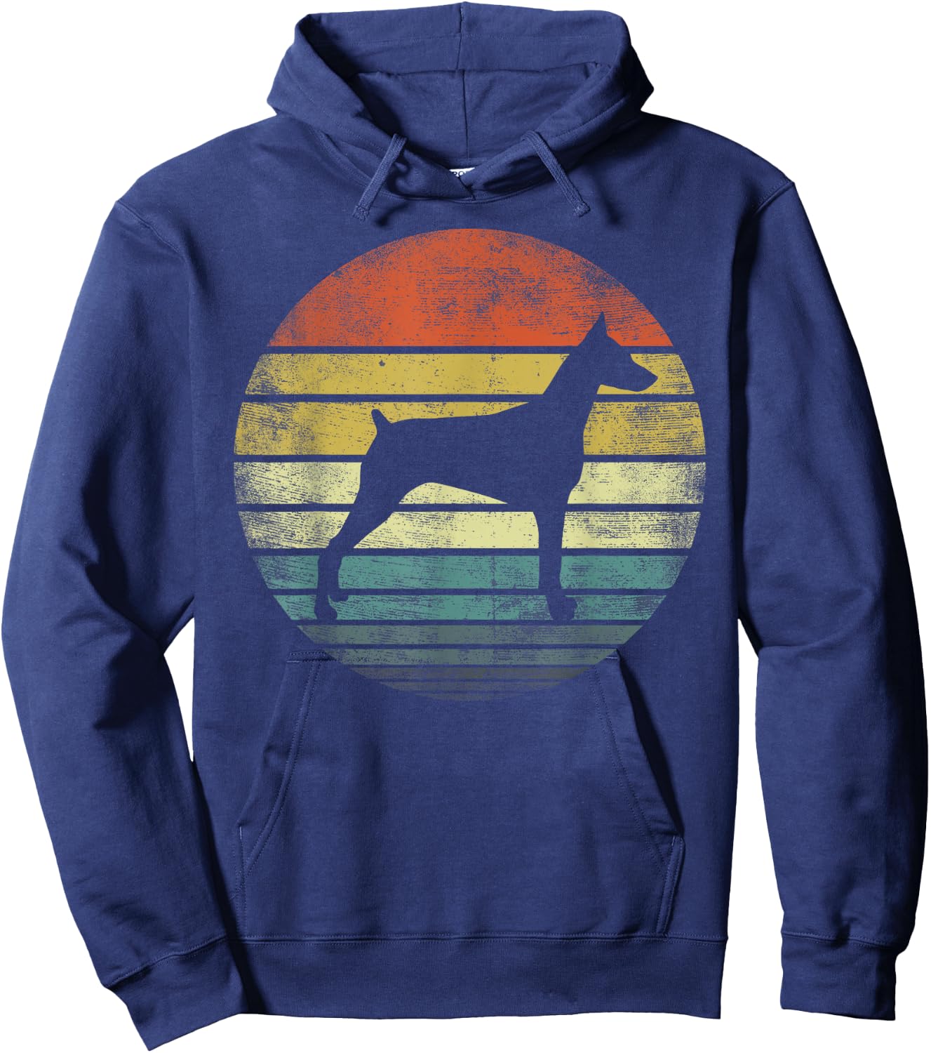 Doberman Lover Owner Gifts Retro Sunset Dog Silhouette Dad Hoodie - Hoodie | Navy