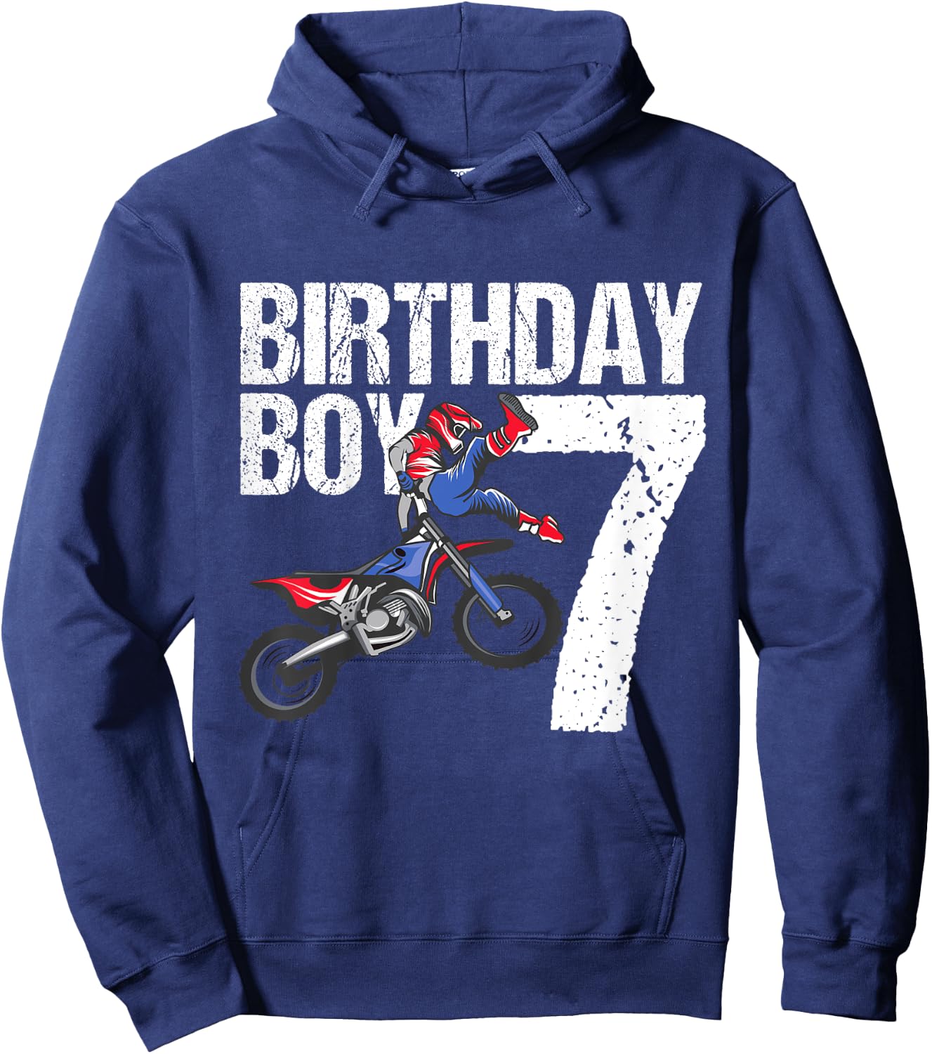 7 Year Old Dirt Bike Birthday Party Motocross MX 7th Gift Hoodie - Hoodie | Navy