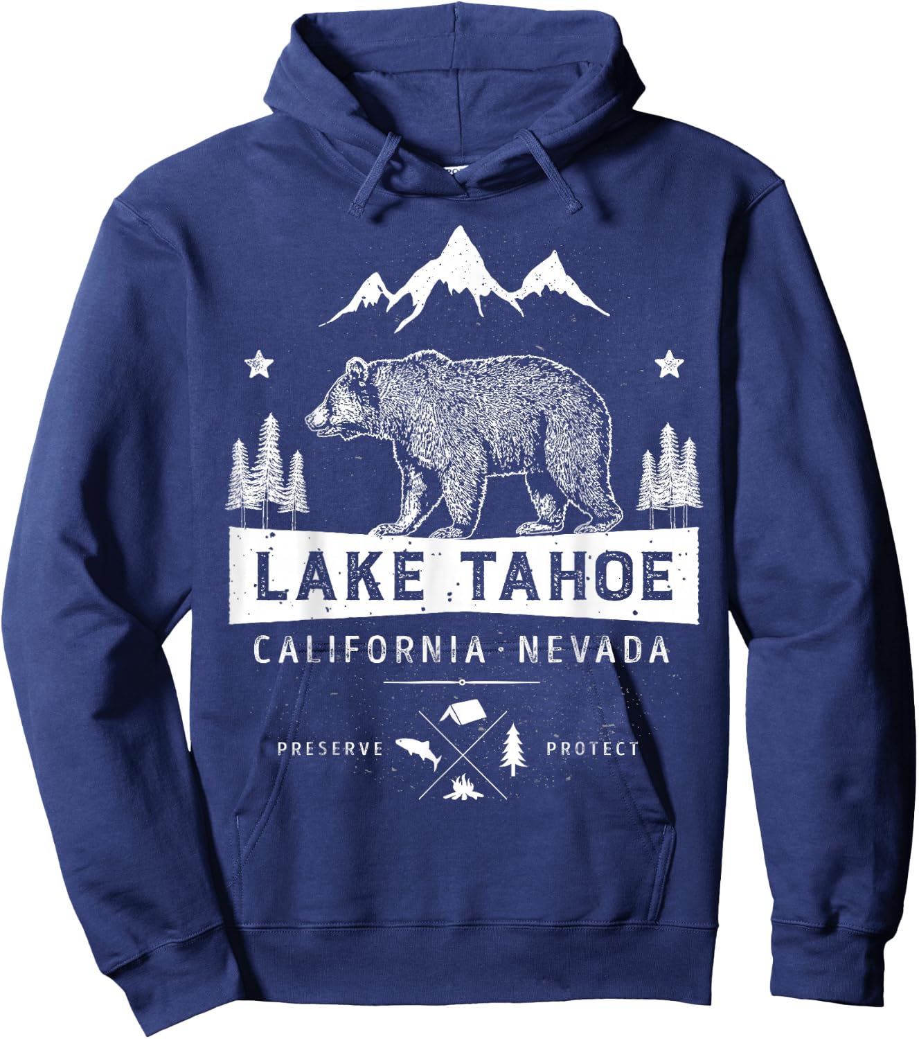Lake Tahoe T Shirt California Nevada Vintage Bear Men Women Hoodie - Hoodie | Navy