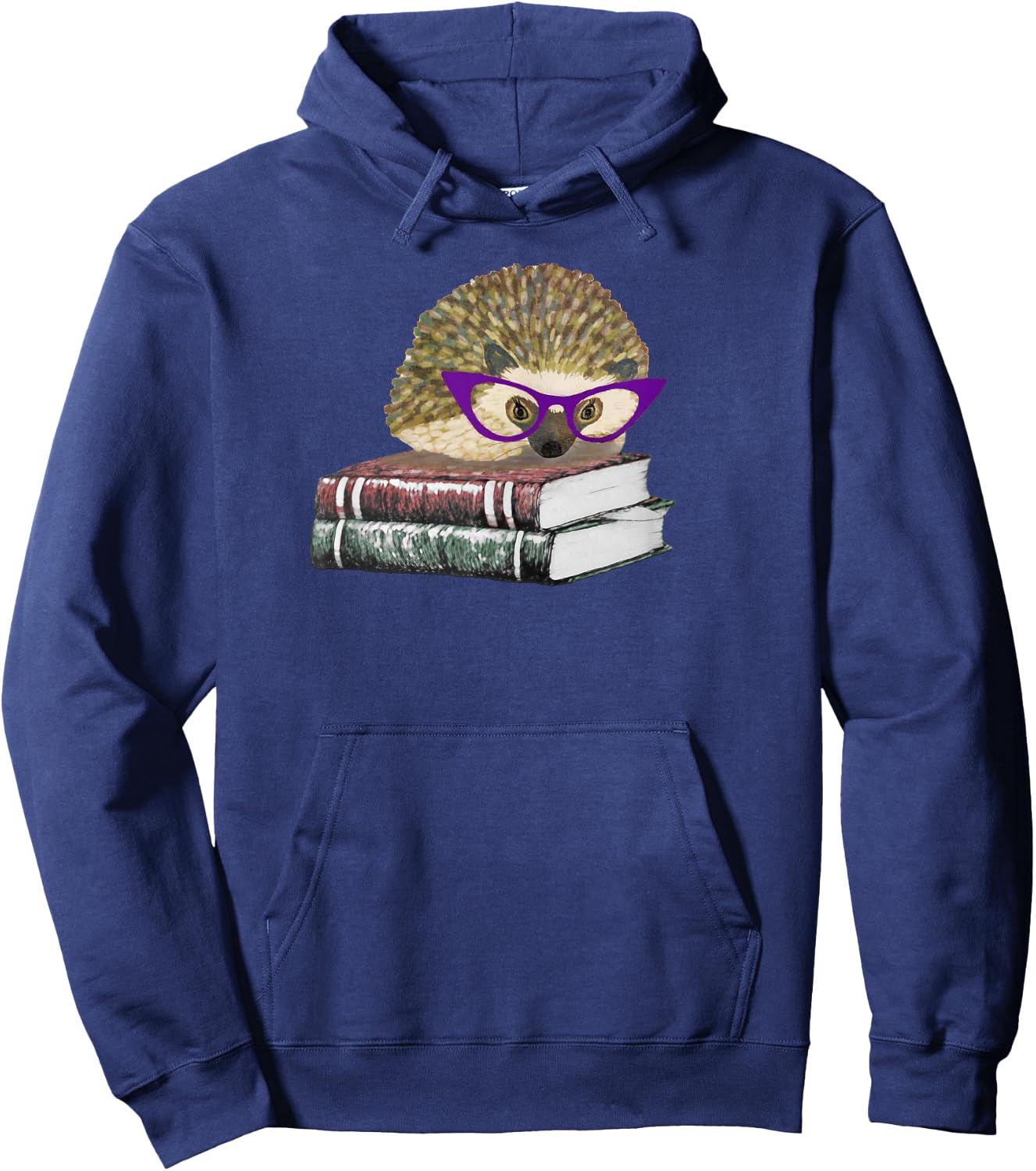 Adorable Hedgehog Book Nerd Shirt Hoodie - Hoodie | Navy