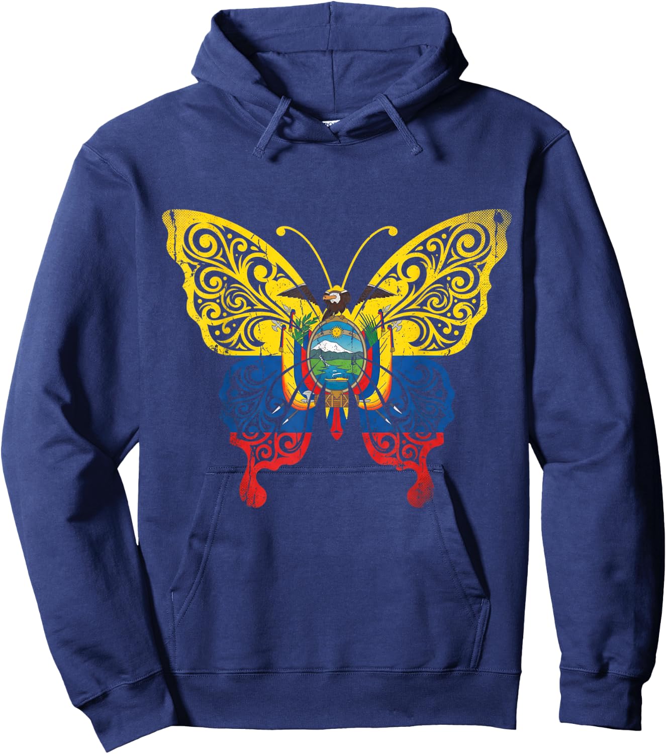 Ecuador Butterfly Ecoadorian Flag Pride Hoodie - Hoodie | Navy