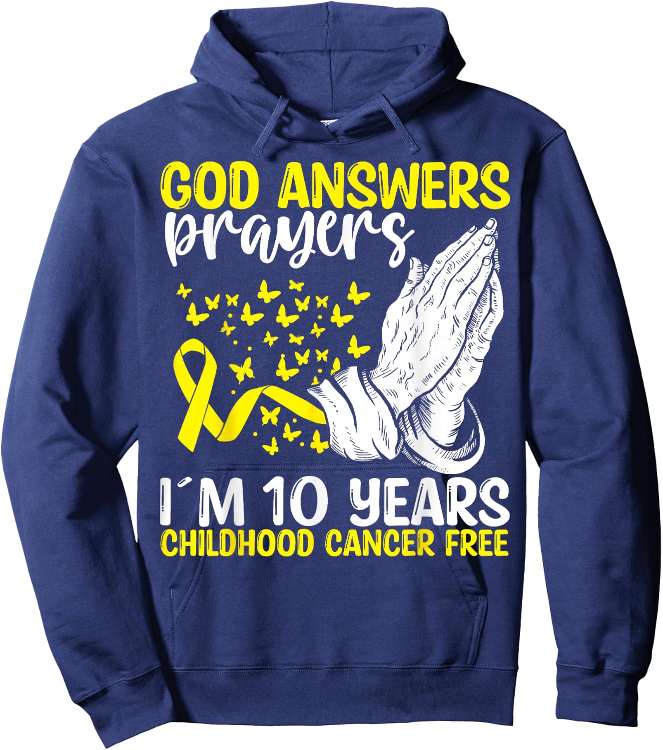 10 Years Childhood Cancer Free God Neuroblastoma Awareness Hoodie - Hoodie | Navy