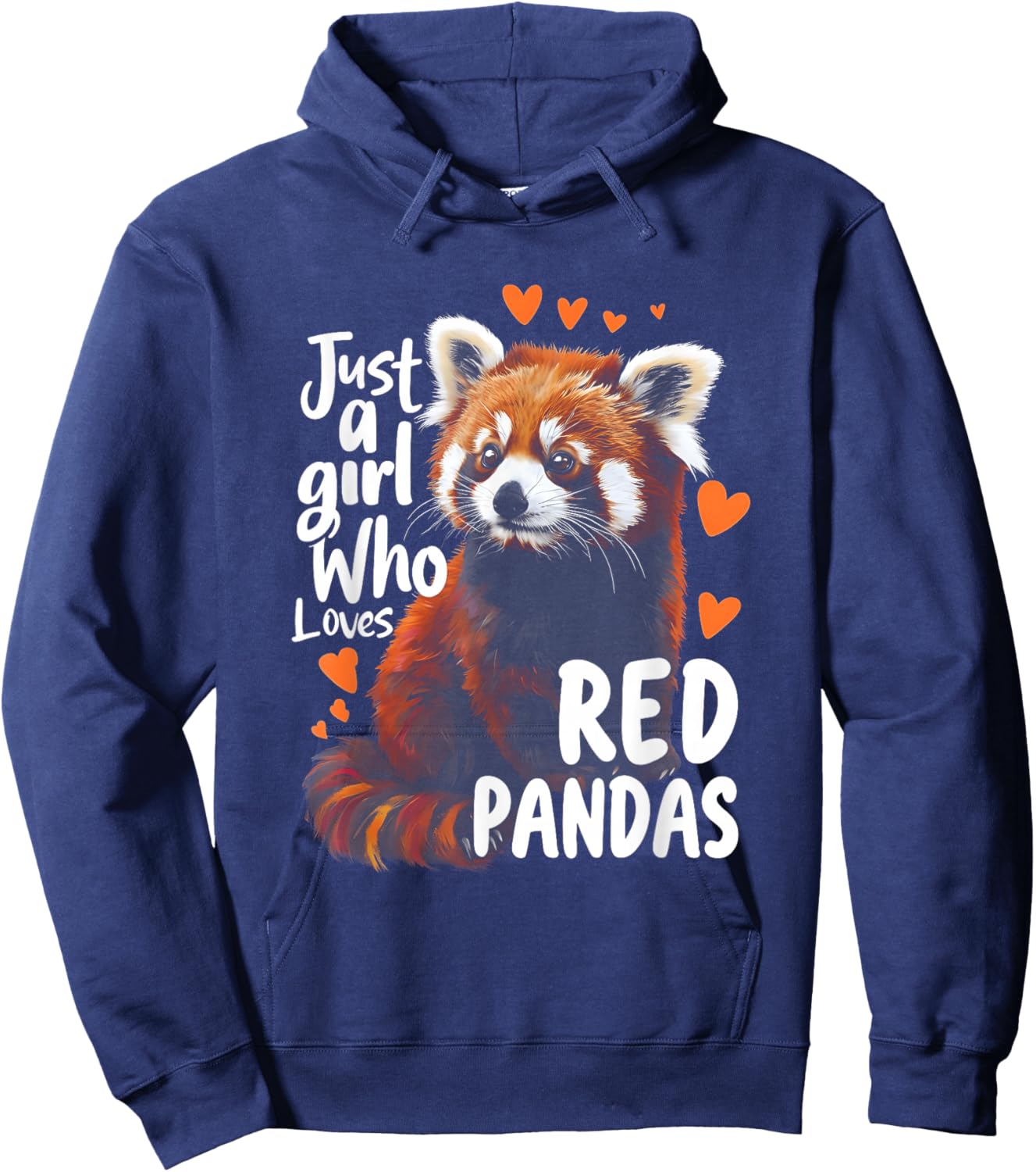 Animal Lover Just Girl Who Loves Red Pandas Kawaii Heart Hoodie - Hoodie | Navy
