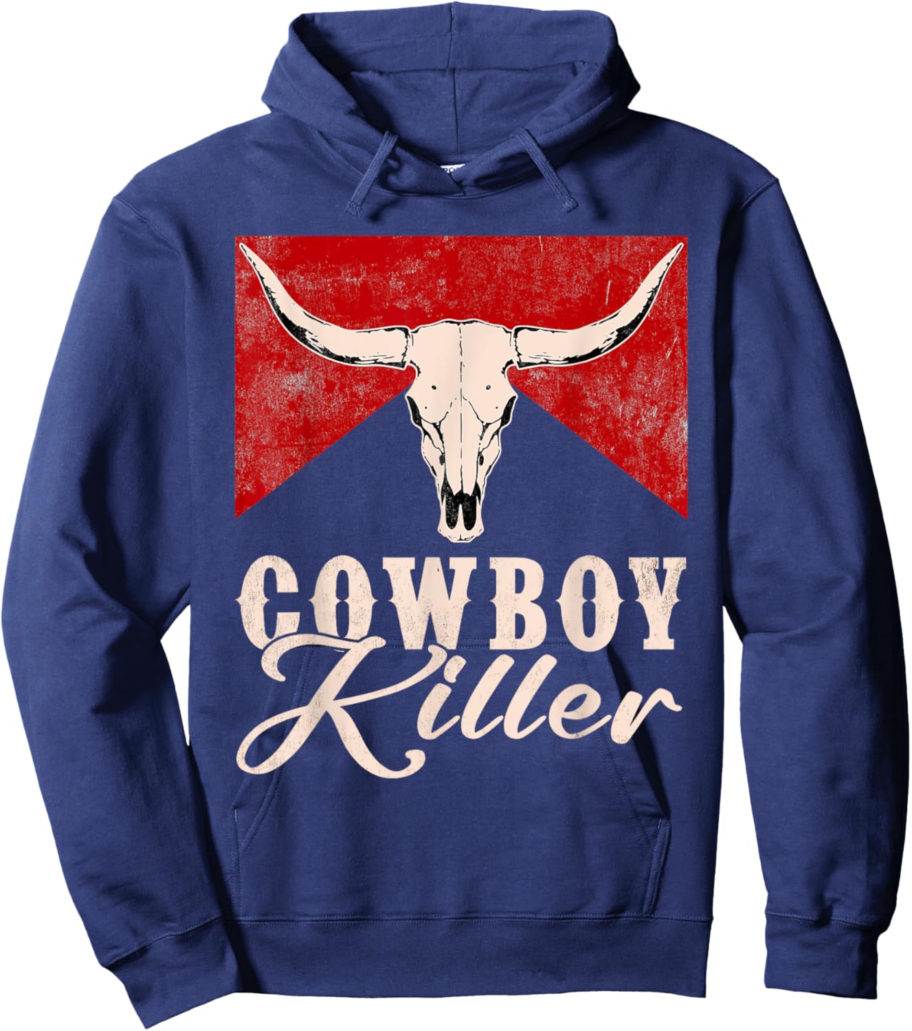 Killers Vintage Cowboy Western Rodeo Bull-Skull Hoodie - Hoodie | Navy
